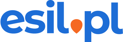 Logo portalu esil.pl w kolorach niebieskim i pomarańczowym z charakterystyczną kropką między 'esi' a 'l'.