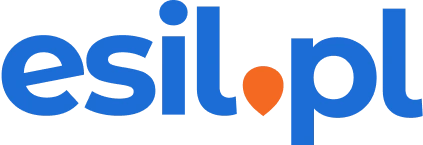 Logo portalu esil.pl w kolorach niebieskim i pomarańczowym z charakterystyczną kropką między 'esi' a 'l'.