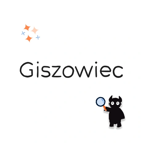 plansza z tekstem Giszowiec na białym tle