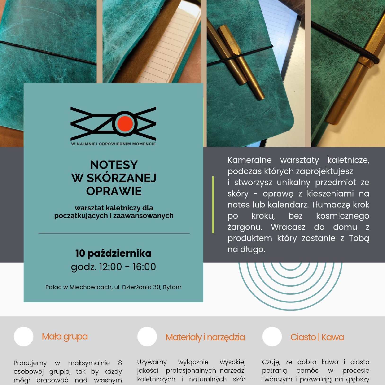 NOTESY W SKÓRZANEJ OPRAWIE | warsztat kaletniczy | dla dorosłych początkujących i zaawansowanych