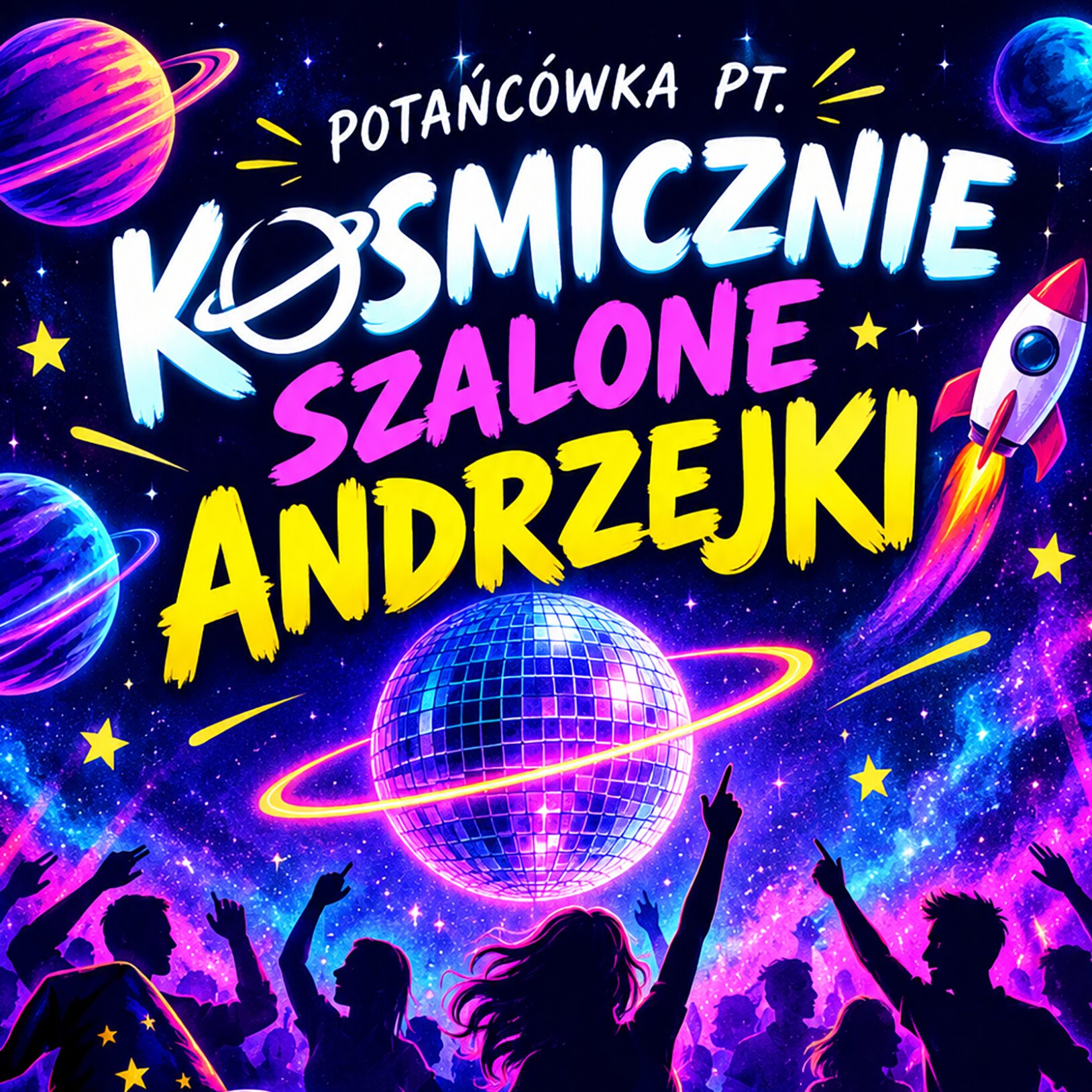 plakat Potańcówka pt. Kosmicznie szalone Andrzejki