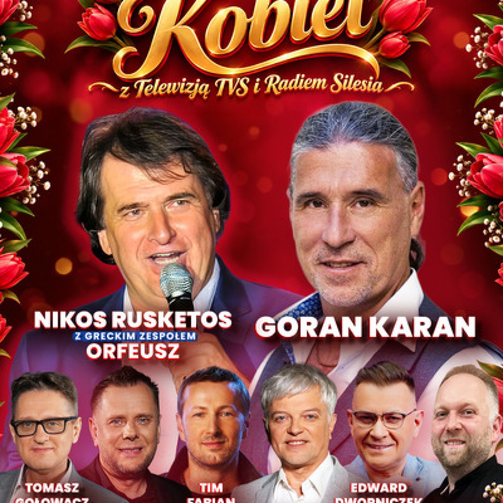 plakat wydarzenia Dzień Kobiet z Telewizją Tvs i Radiem Silesia ze zdjęciami wykonawców