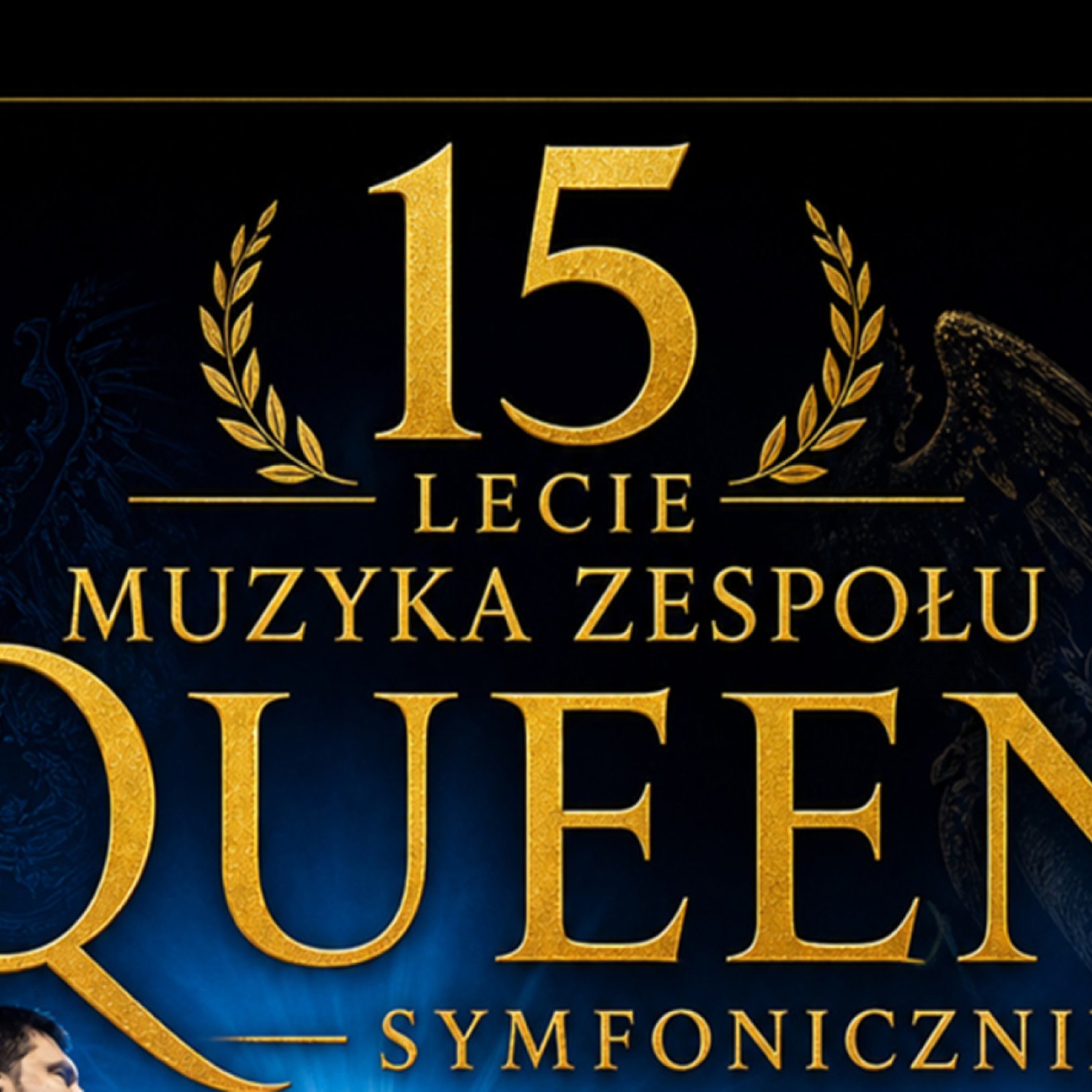 Elegancka grafika przedstawiająca QUEEN SYMFONICZNIE – XV-LECIE