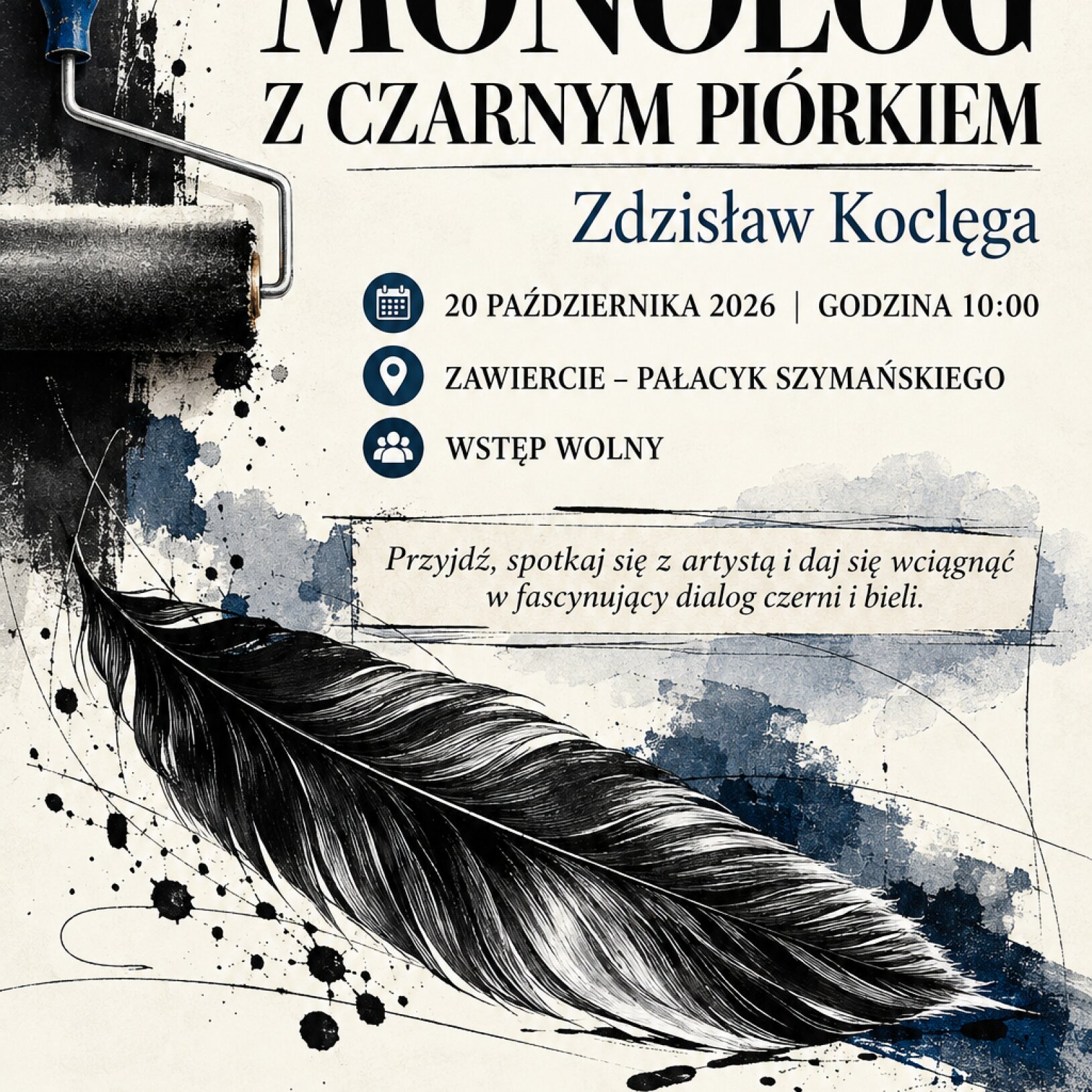 plakat Wernisaż wystawy Monolog z czarnym piórkiem