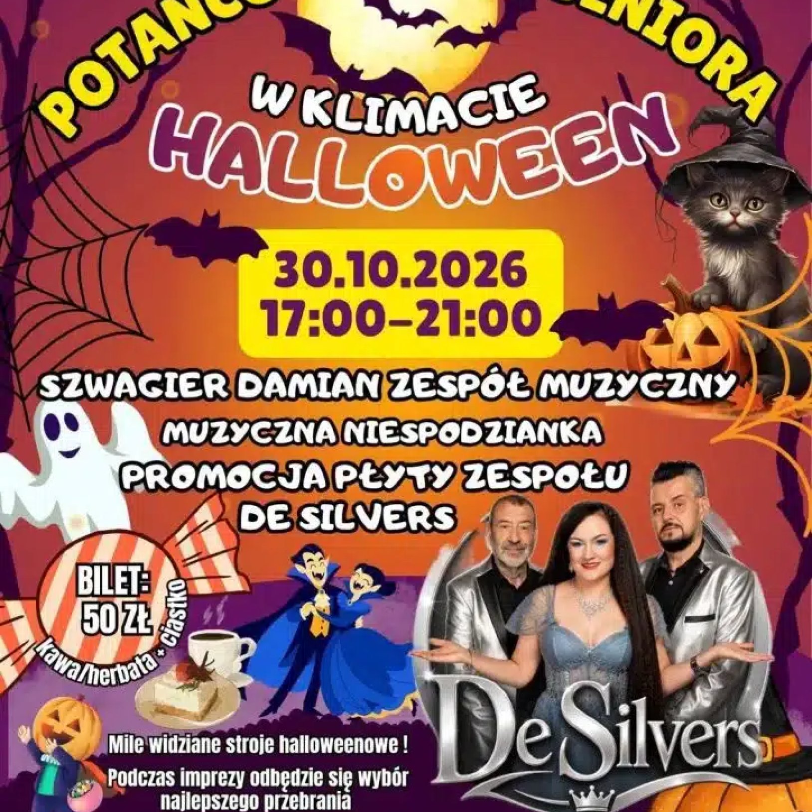 plakat Halloweenowa potańcówka dla seniora w Centrum Kultury Śląskiej
