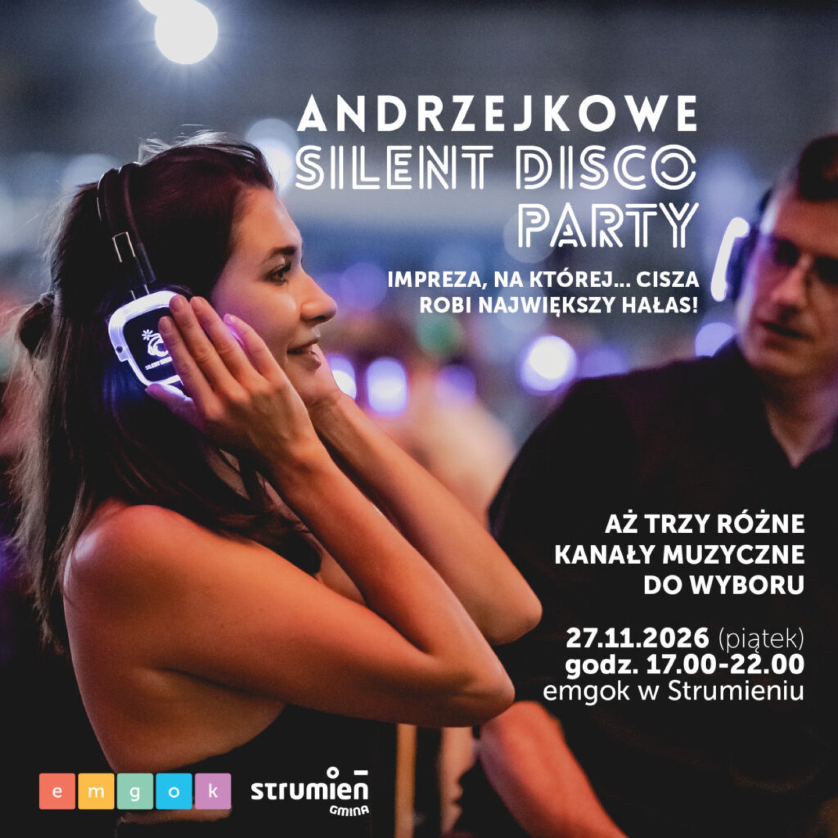 Na zdjęciu kobieta oraz mężczyzna w słuchawkach