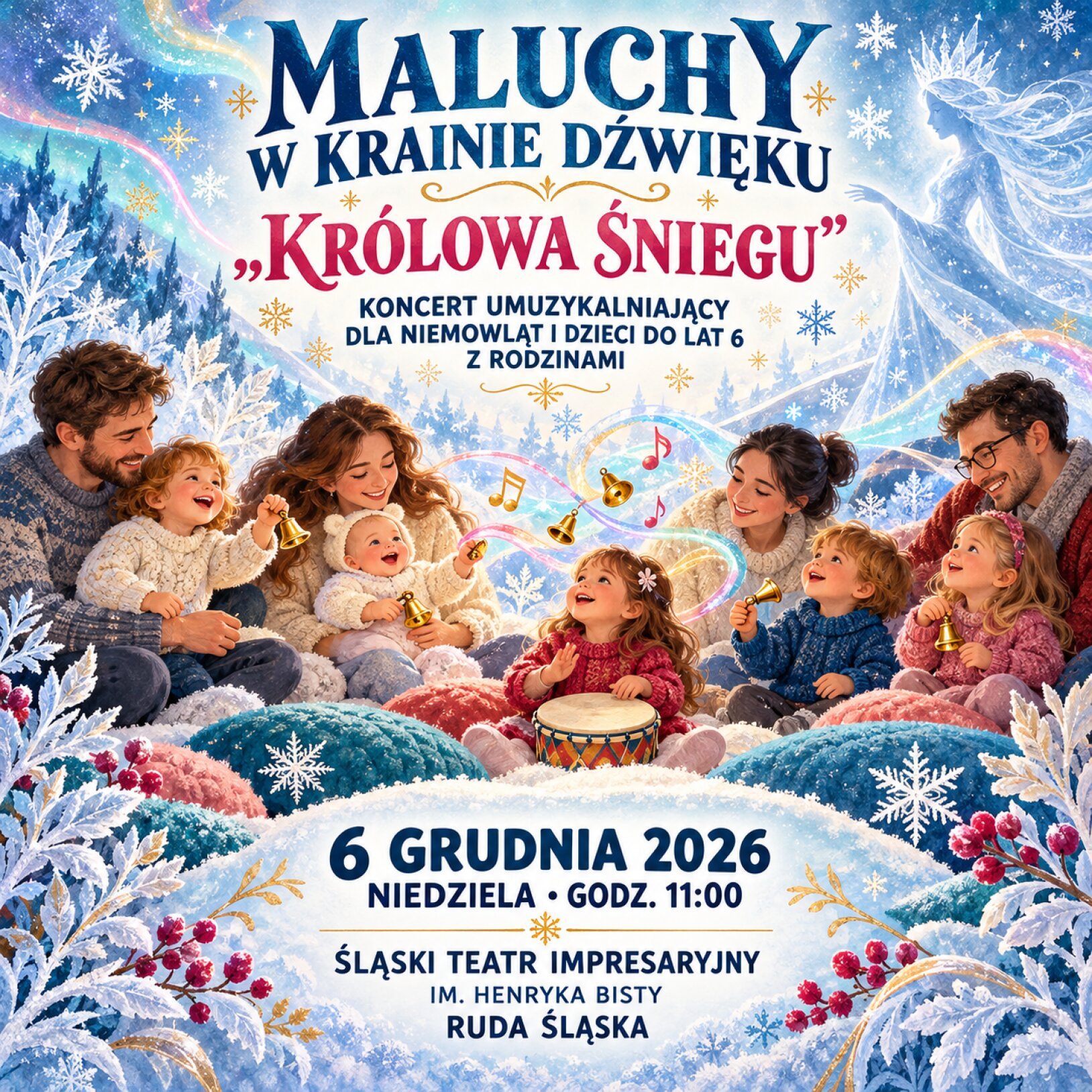 Maluchy w krainie dźwięku - Królowa Śniegu - koncert umuzykalniający dla niemowląt i dzieci do lat 6 z rodzinami