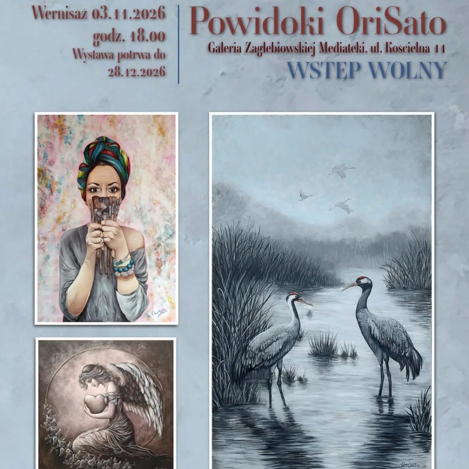 plakat wystawy Powidoki OriSato Pauliny Satory