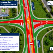 Mapa tymczasowej organizacji ruchu na skrzyżowaniu
