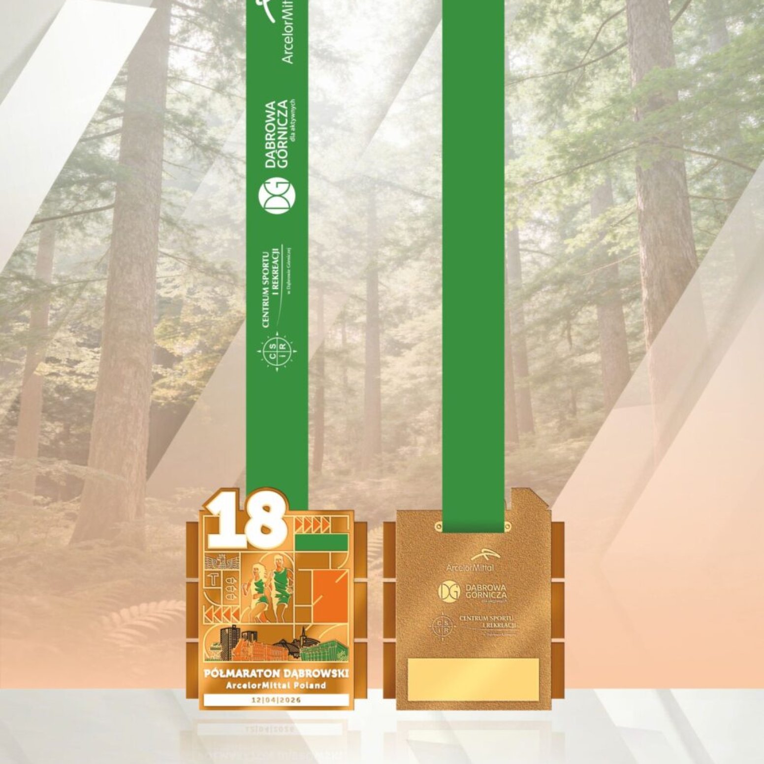 projekt medalu osiemnastego Półmaratonu Dąbrowskiego