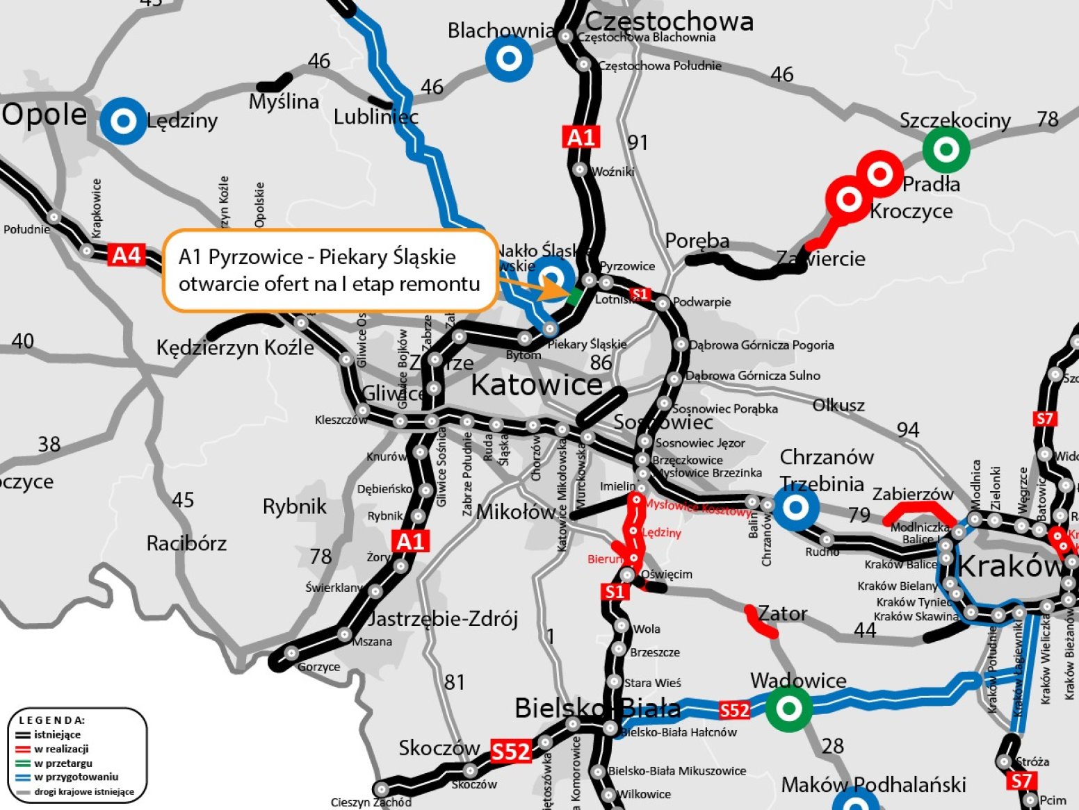 zdjęcie szarej mapy z trasą A1