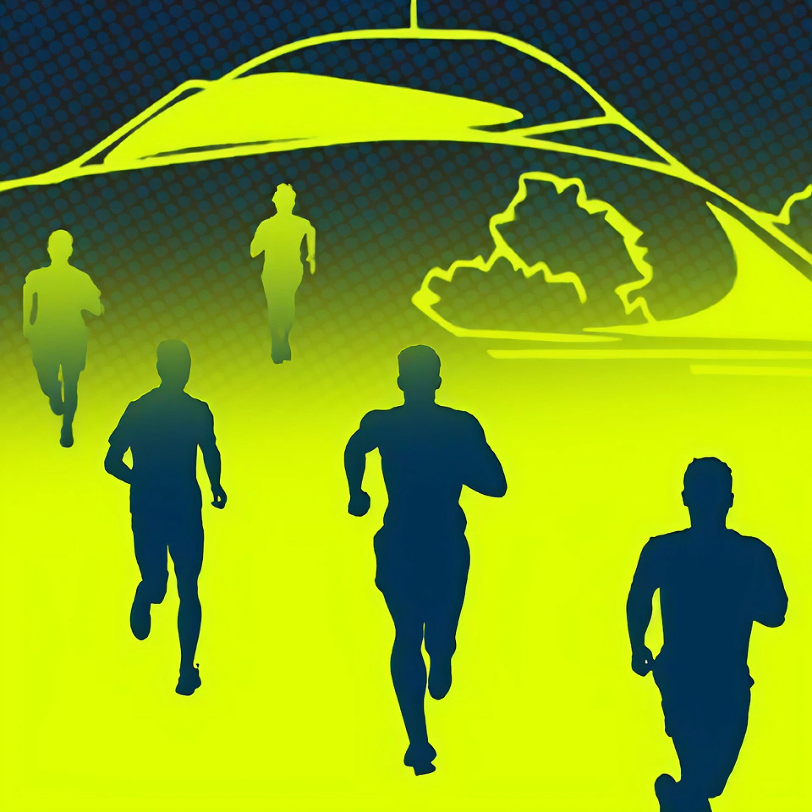 grafika przedstawiająca biegaczy na jasnozielonym tle