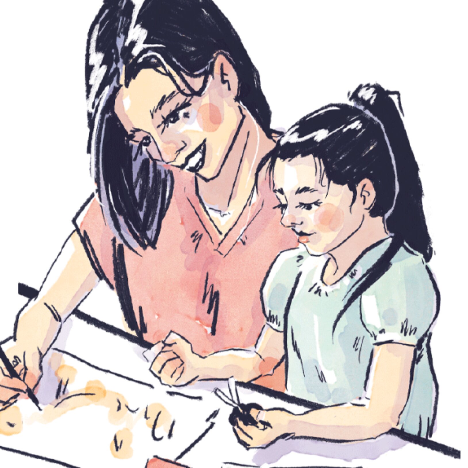 ilustracja przedstawiająca wspólnie rysującą matkę z dzieckiem