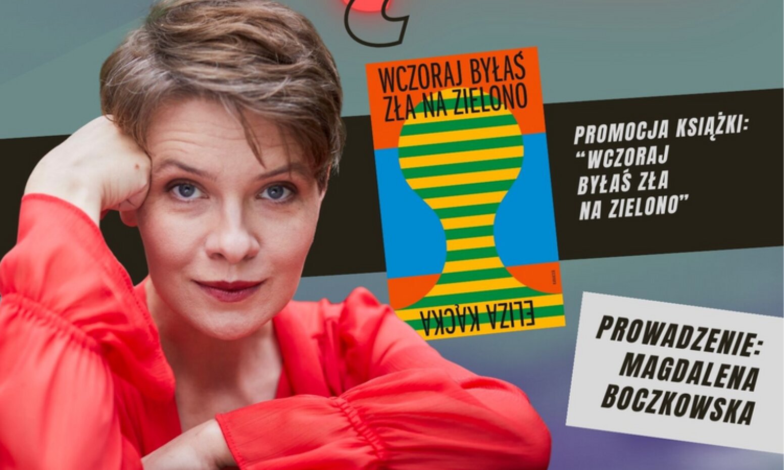 Grafika promująca spotkanie z E. Kącką