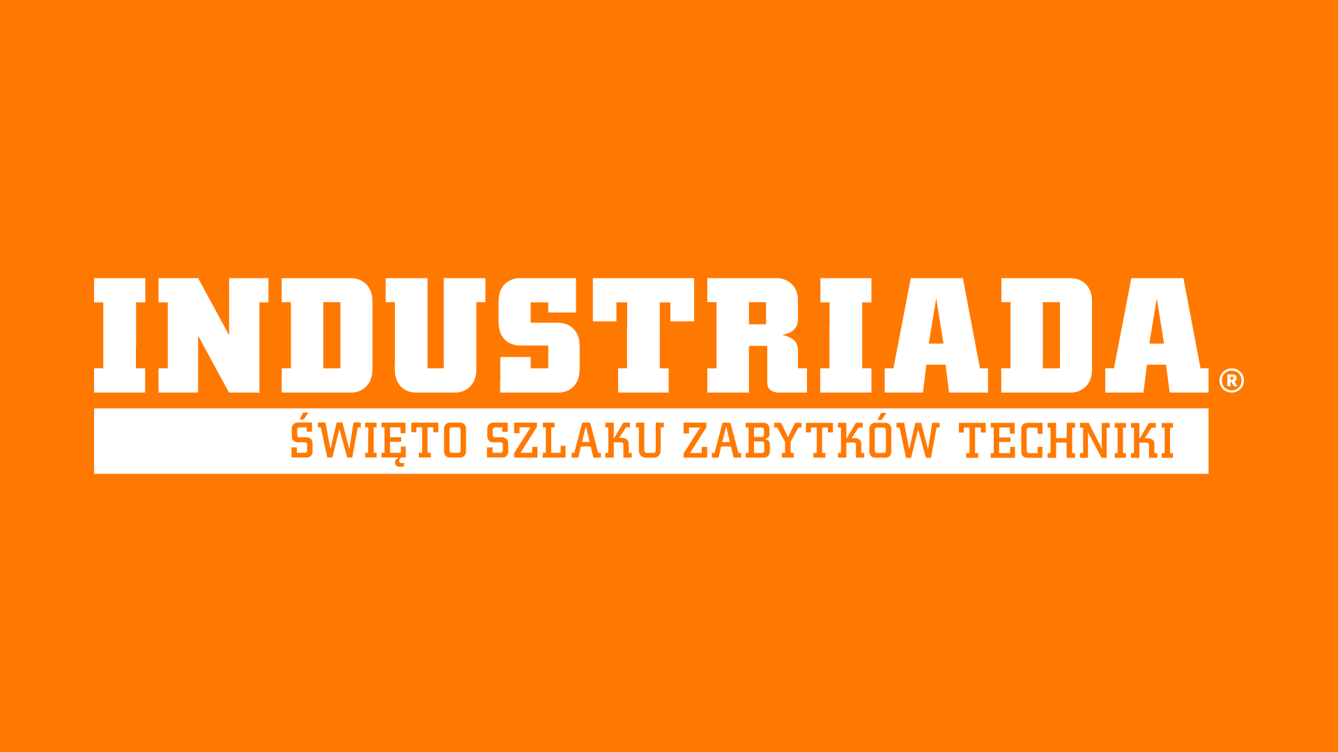biały napis na pomarańczowym tle
