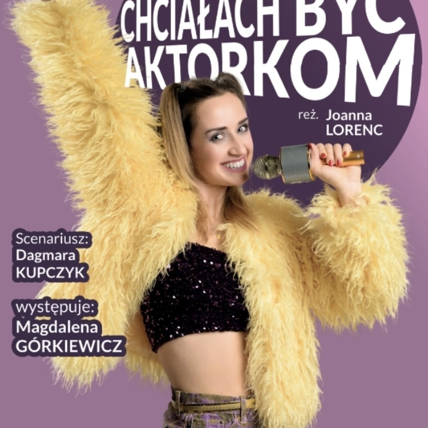 plakat wydarzenia z kobietą trzymającą mikrofon