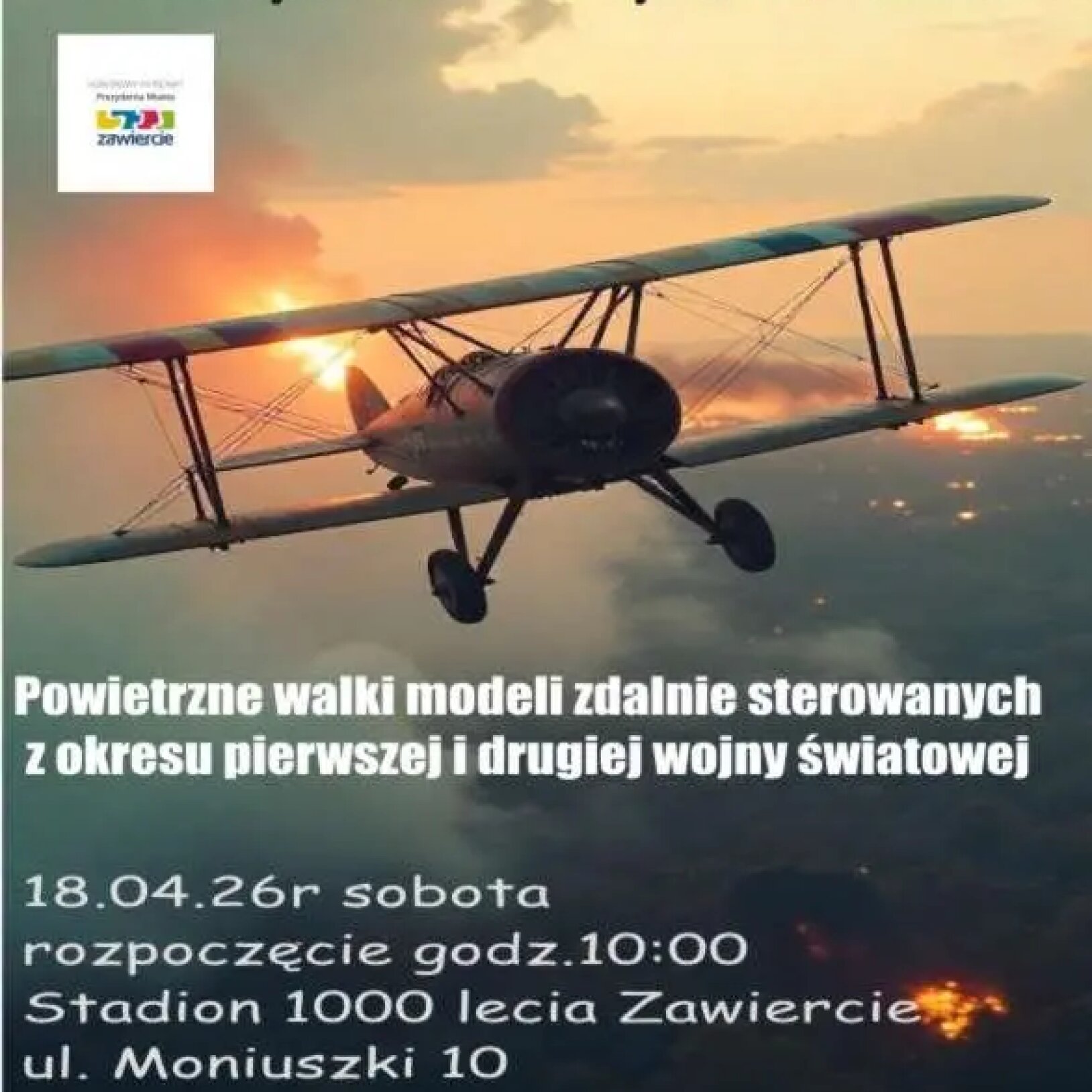 plakat wydarzenia z modelem historycznego samolotu
