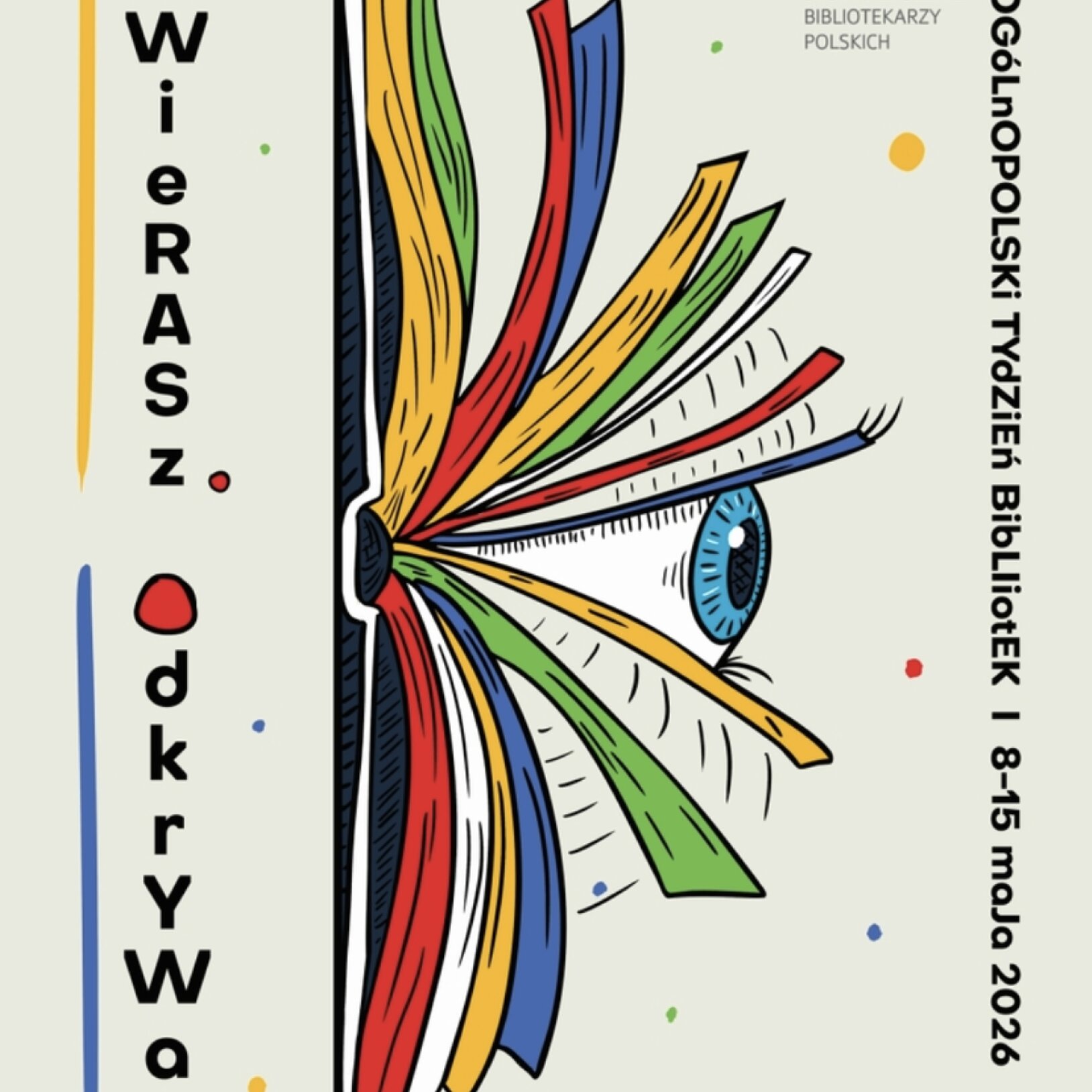 plakat wydarzenia, ilustracja z okiem wychodzącym z książk