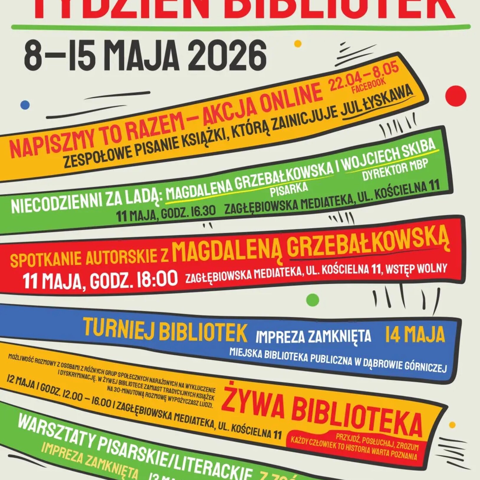plakat tygodnia bibliotek w sosnowcu