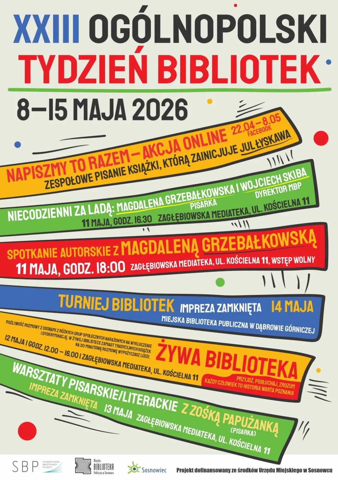 plakat tygodnia bibliotek w sosnowcu