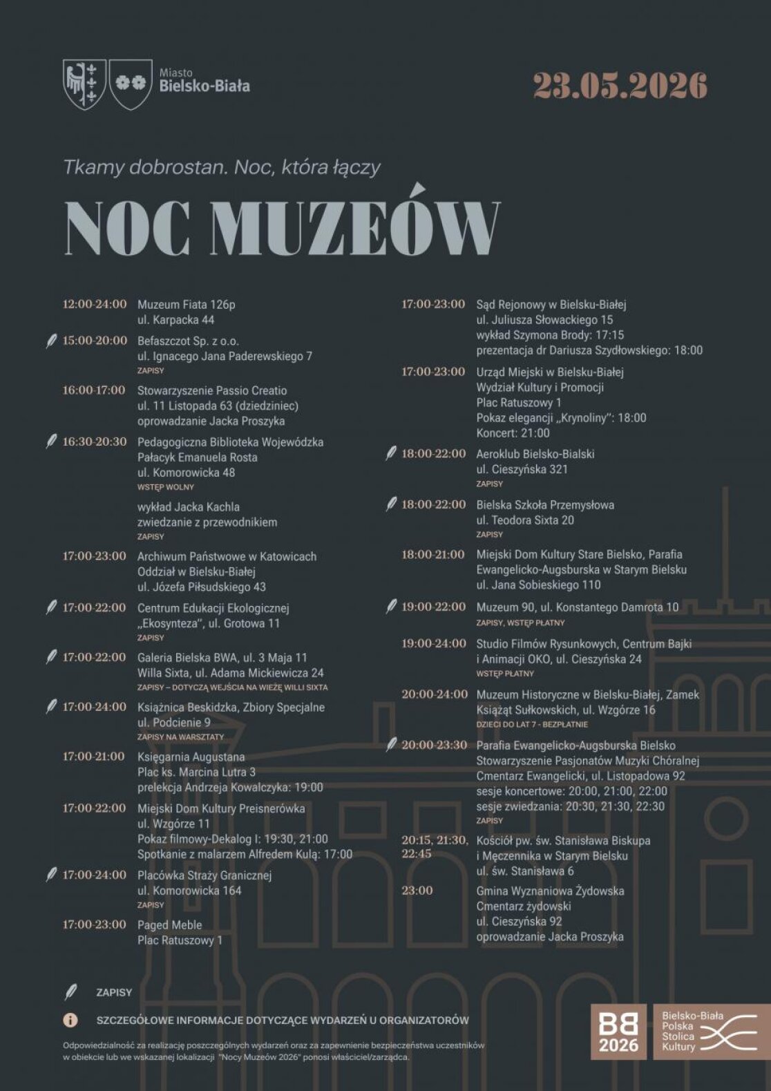 plakat nocy muzeów w bielsku-białej