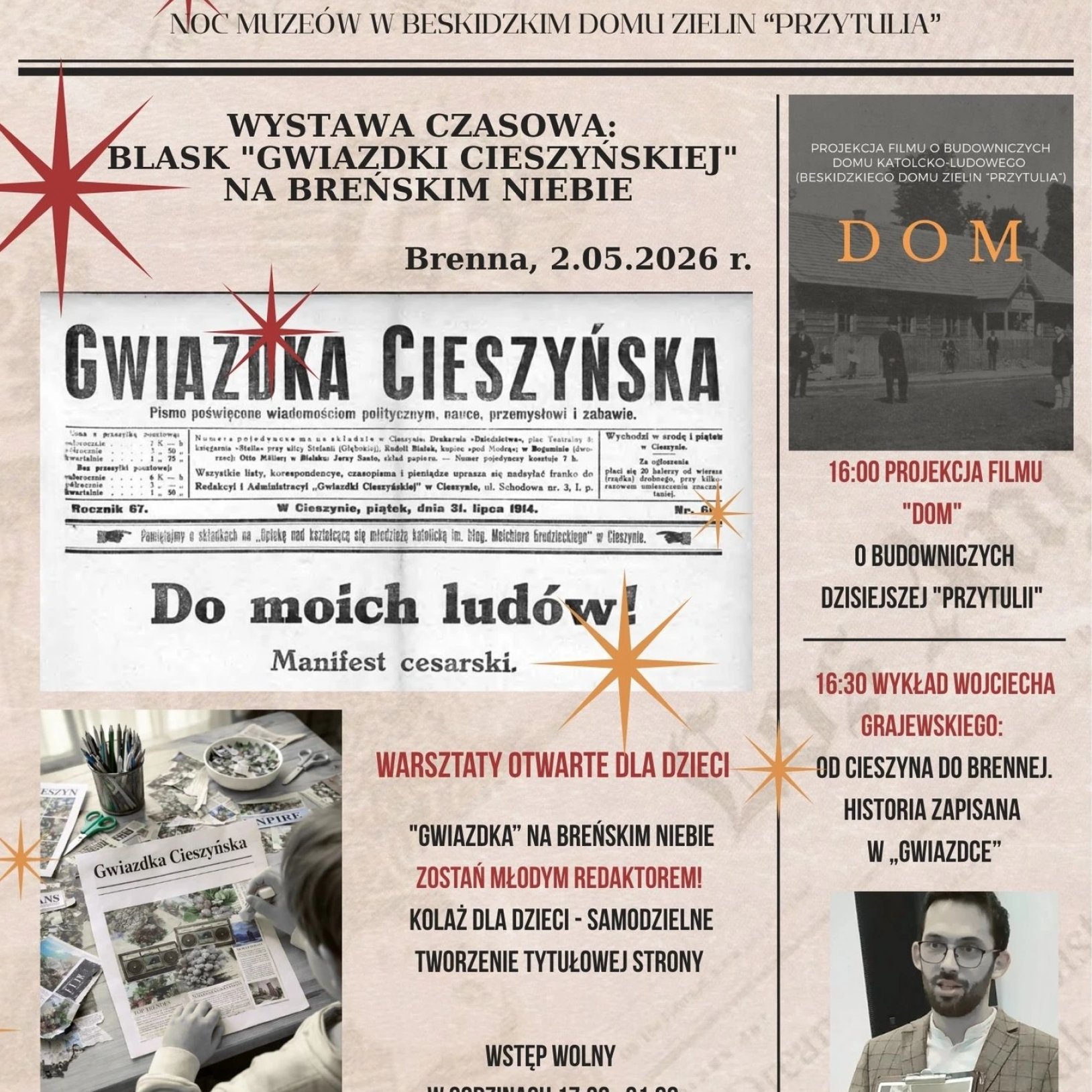 plakat nocy muzeów w brennej
