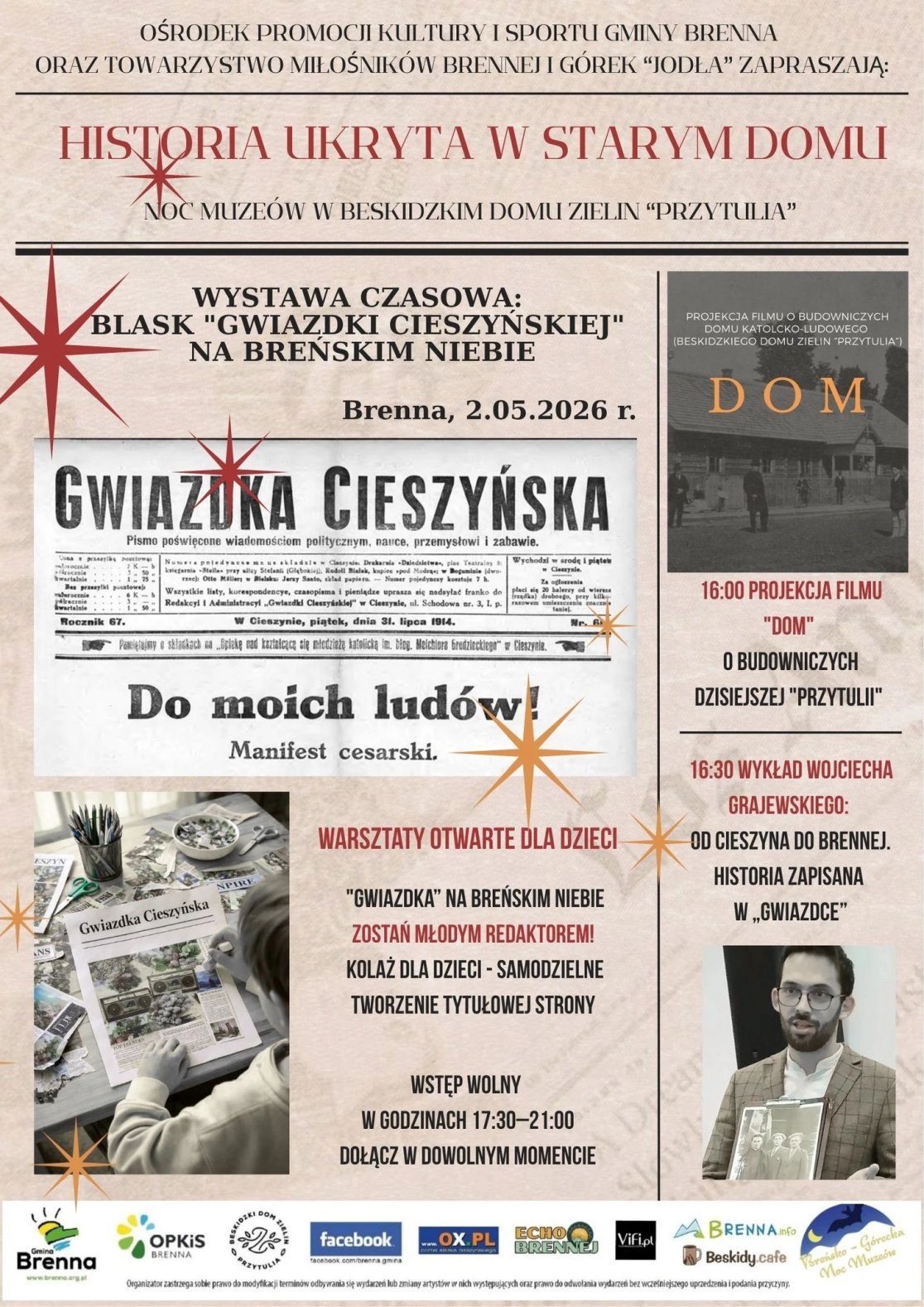 plakat nocy muzeów w brennej