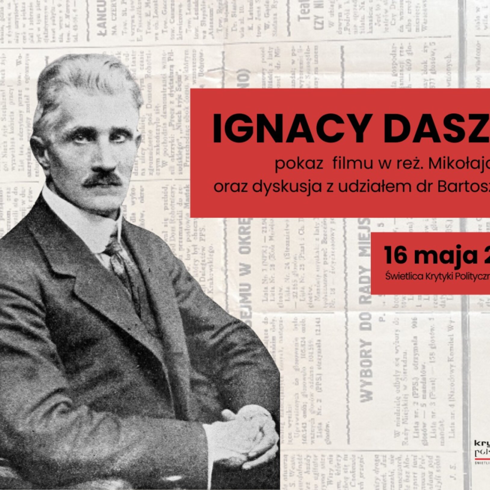 plakat pokazu filmowego o ignacym daszyńskim
