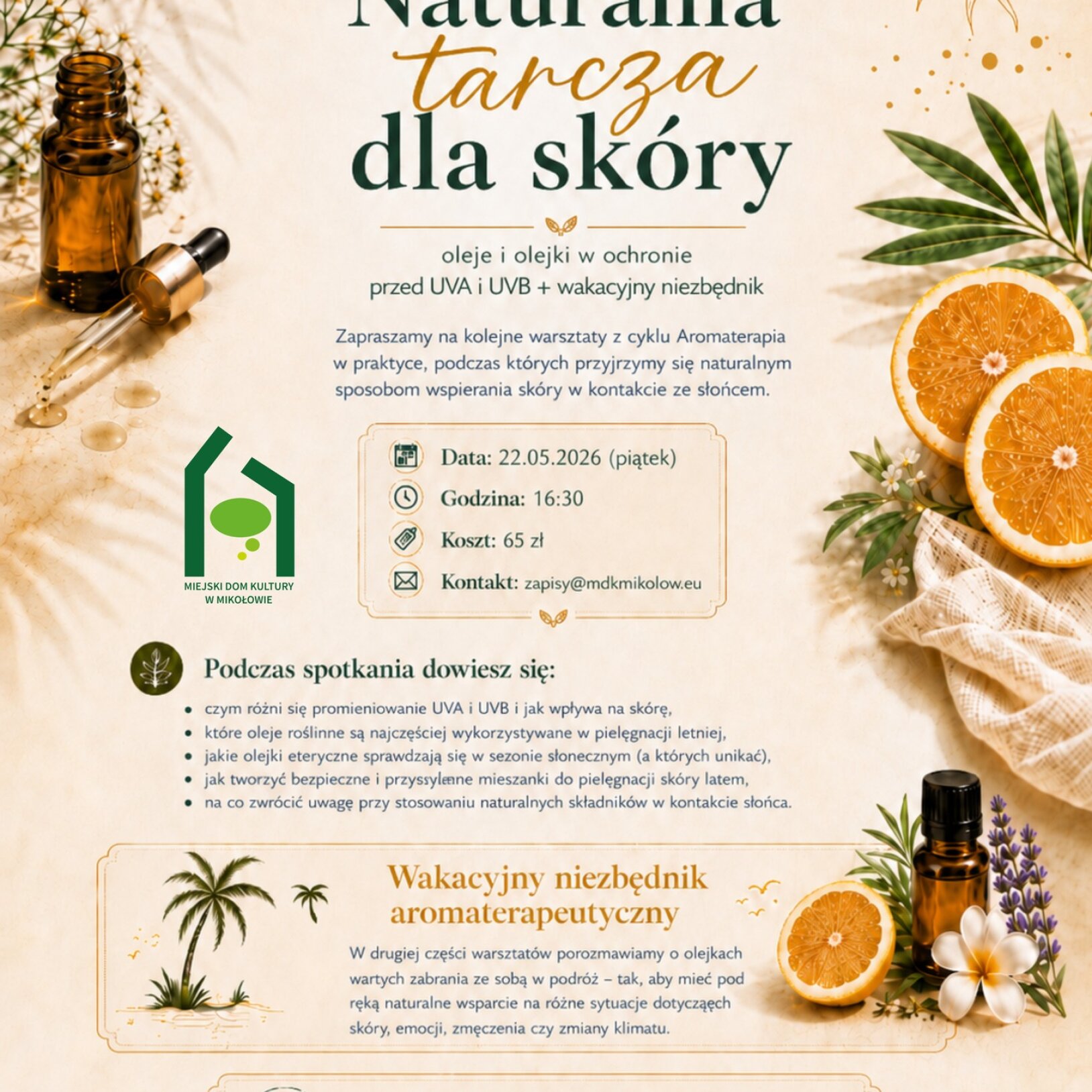 plakat warsztatów z aromaterapii