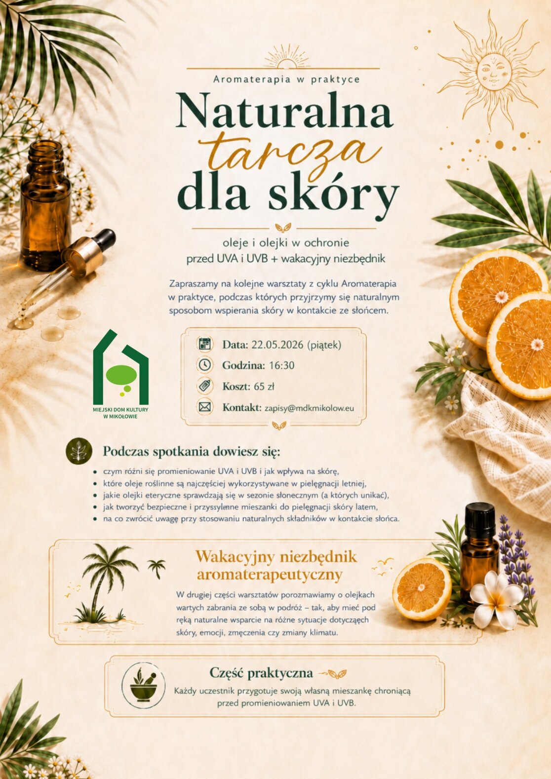 plakat warsztatów z aromaterapii