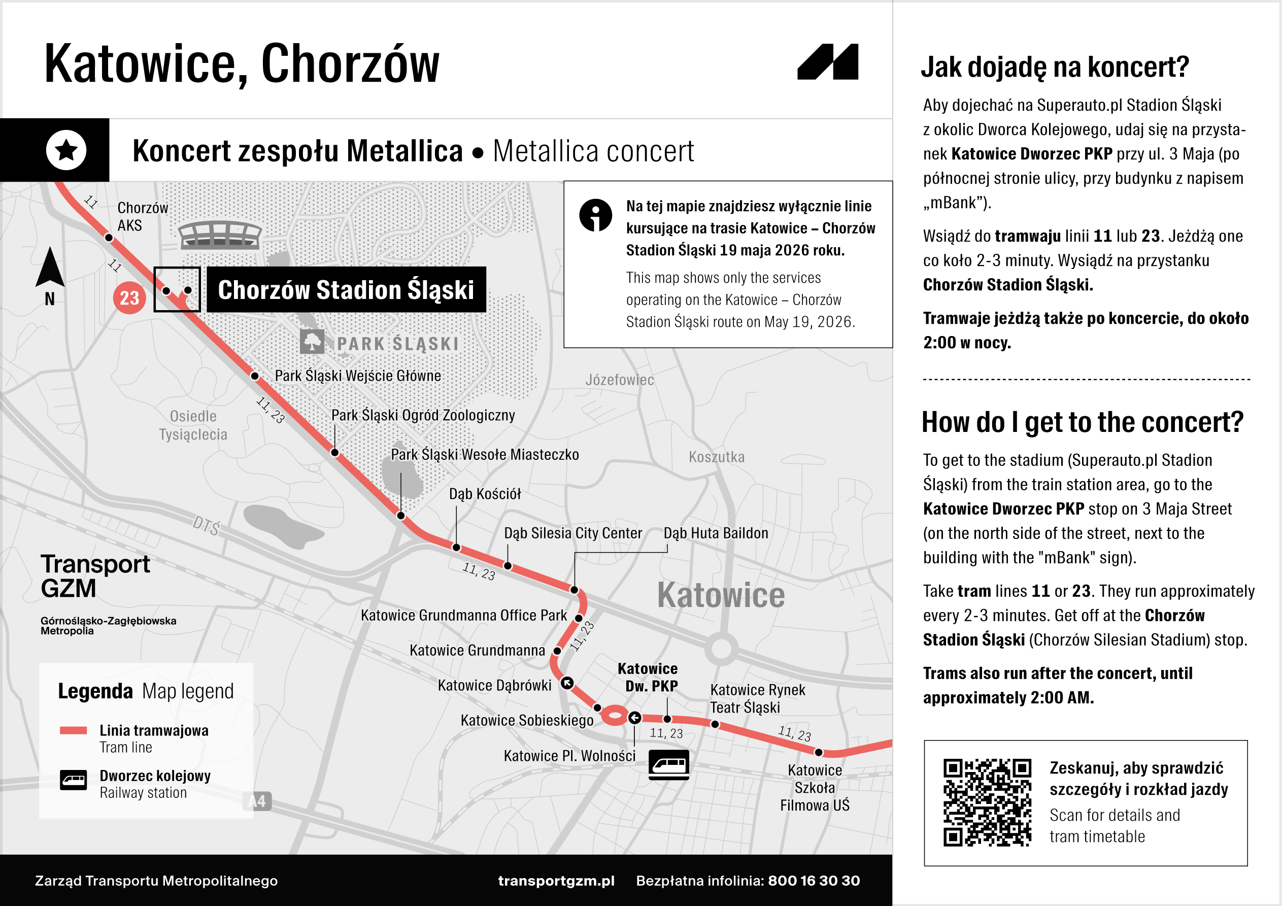 Mapka przedstawiająca trasę komunikacji miejskiej