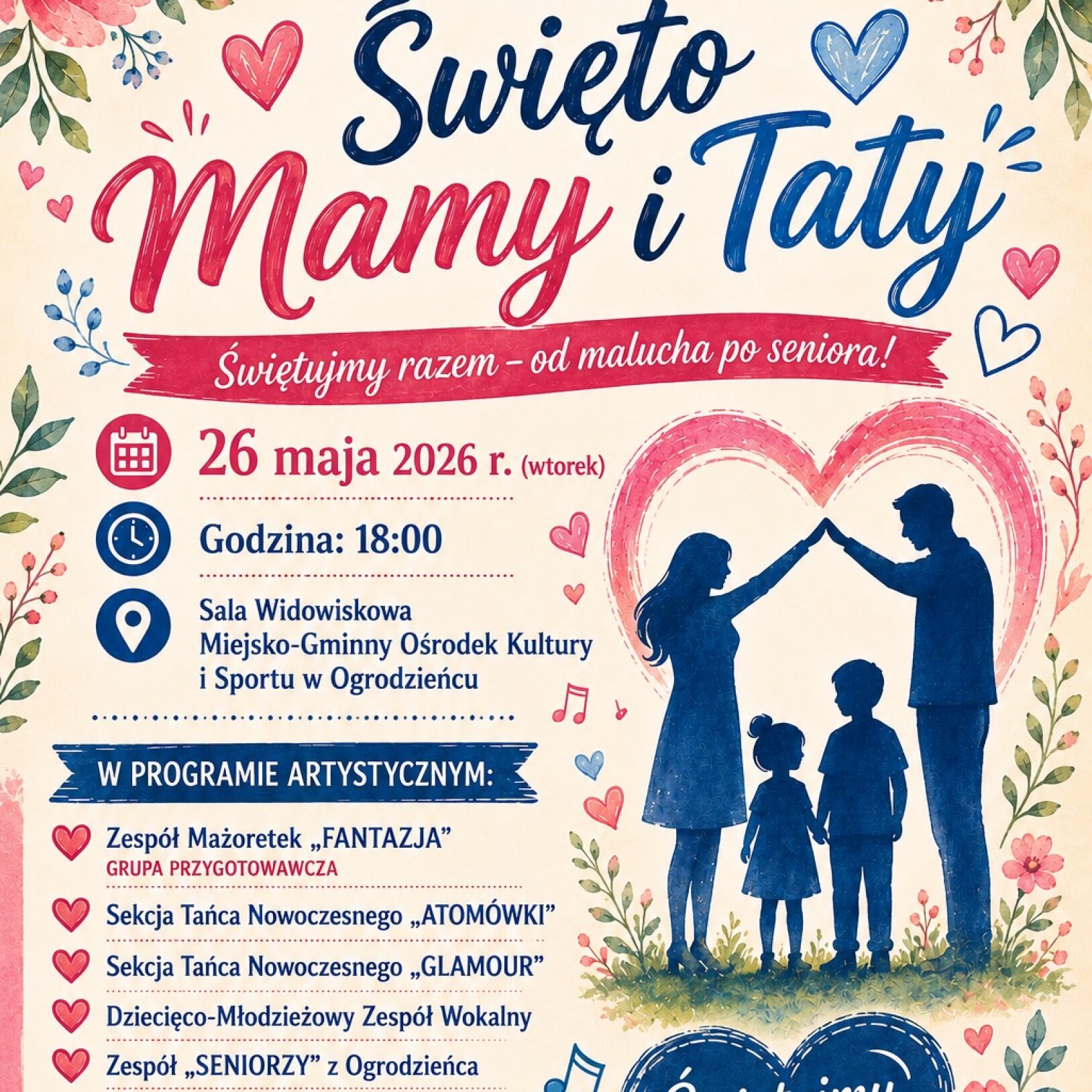 plakat wydarzenia Święto mamy i taty w Ogrodzieńcu