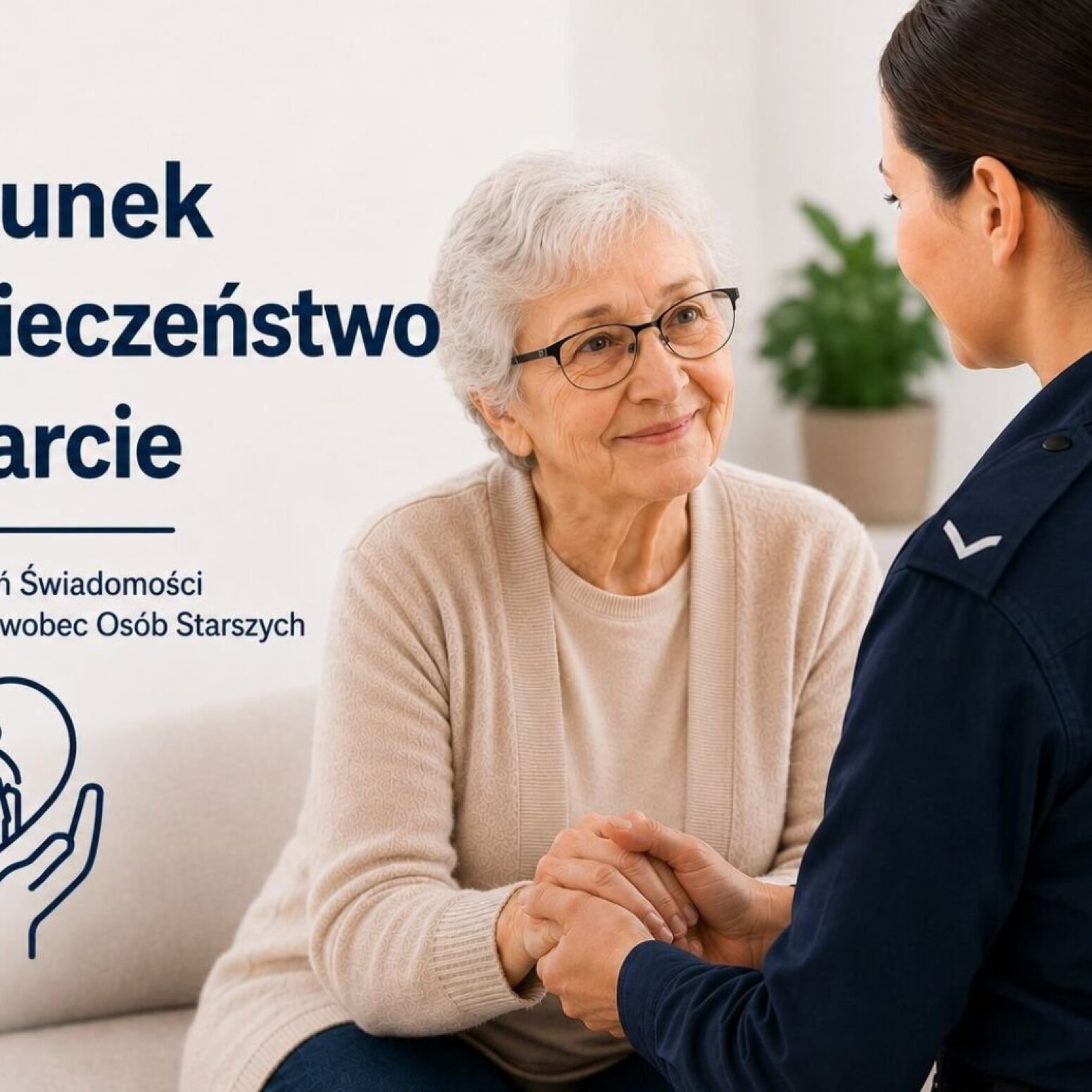 Starsza pani z policjantką