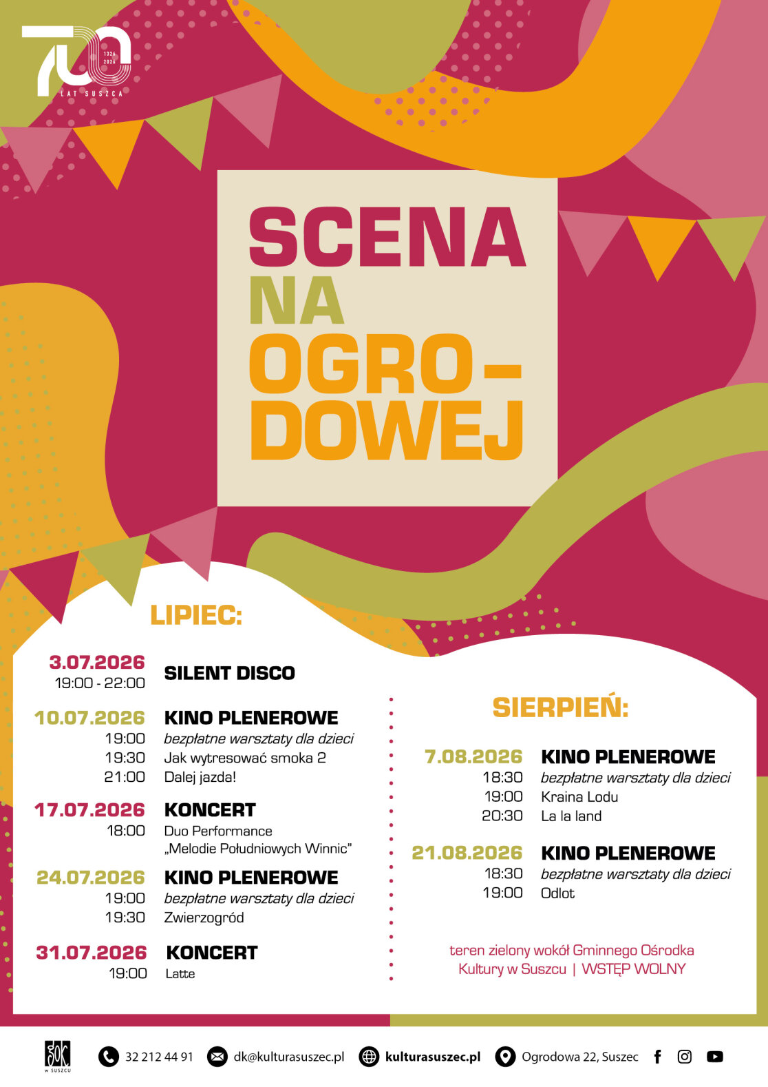 Kino Plenerowe w Suszcu – Scena na Ogrodowej