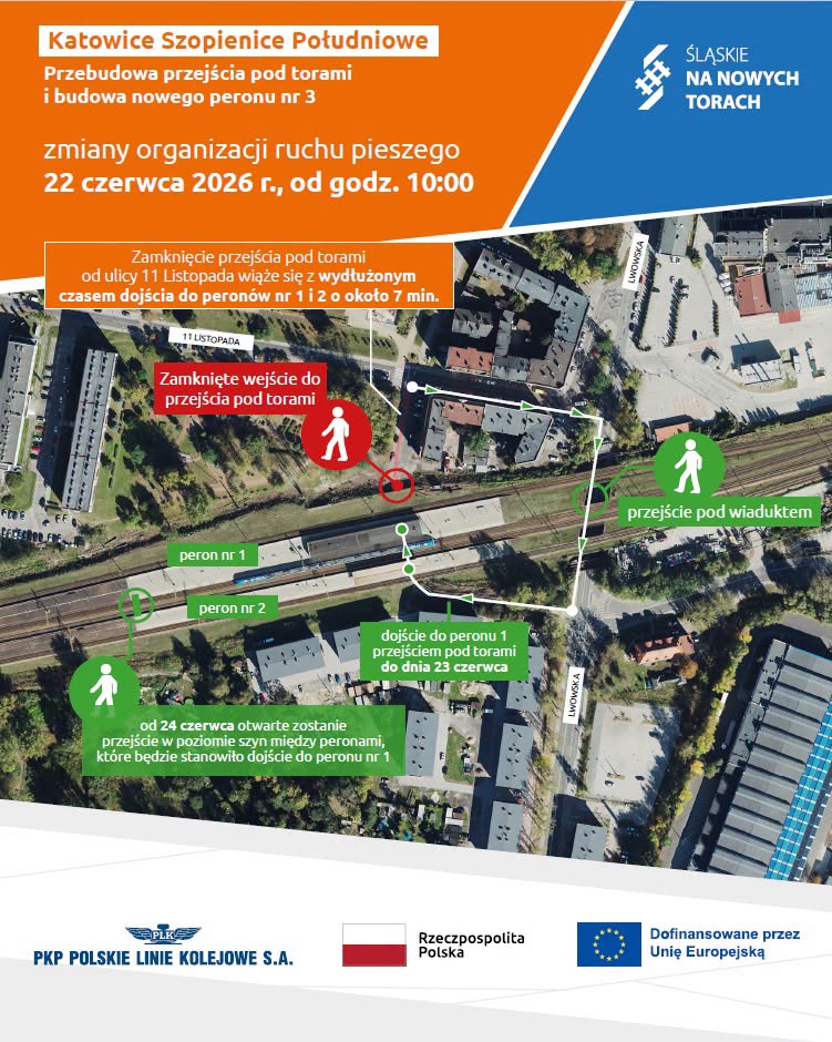Grafika wyjaśniająca dojście na peron