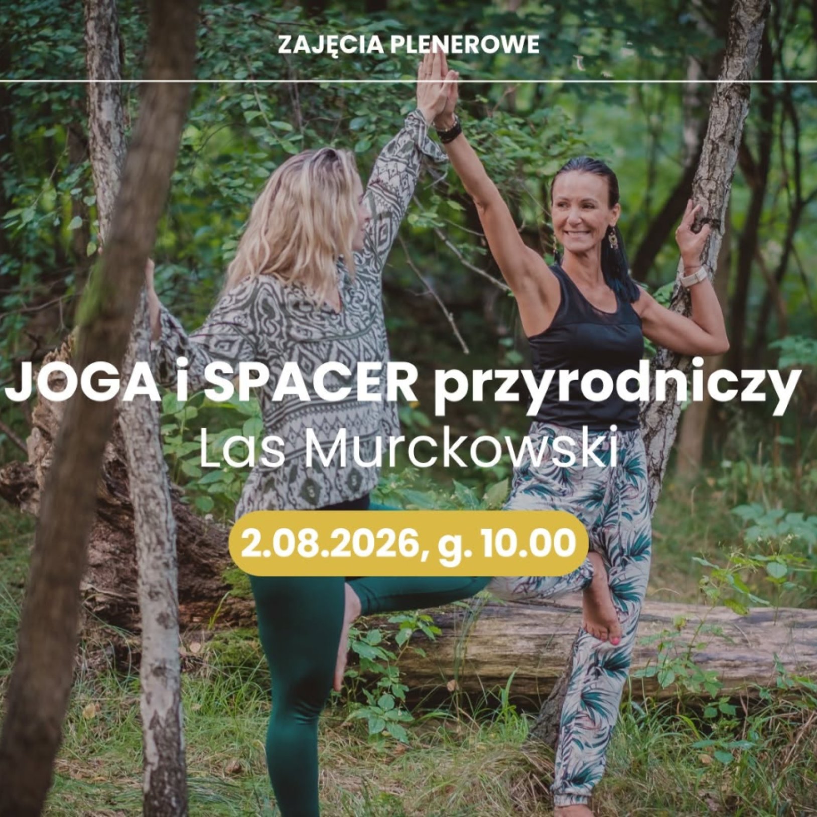 Joga i spacer przyrodniczy w lesie
