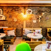 Wnętrze kociej kawiarni