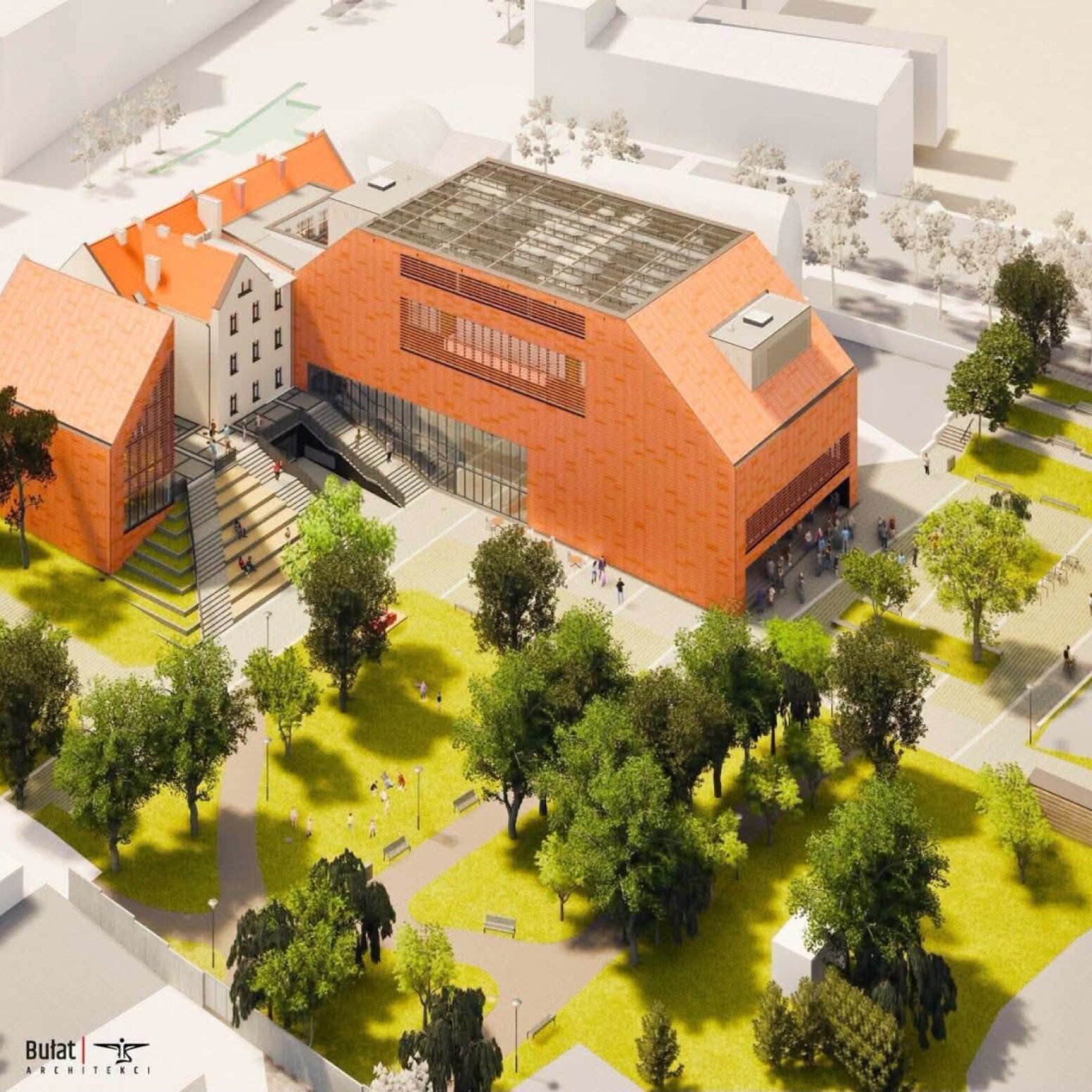 Widok z lotu ptaka na kompleks centrum kultury