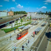 Widok z lotu ptaka na estakadę w Chorzowie