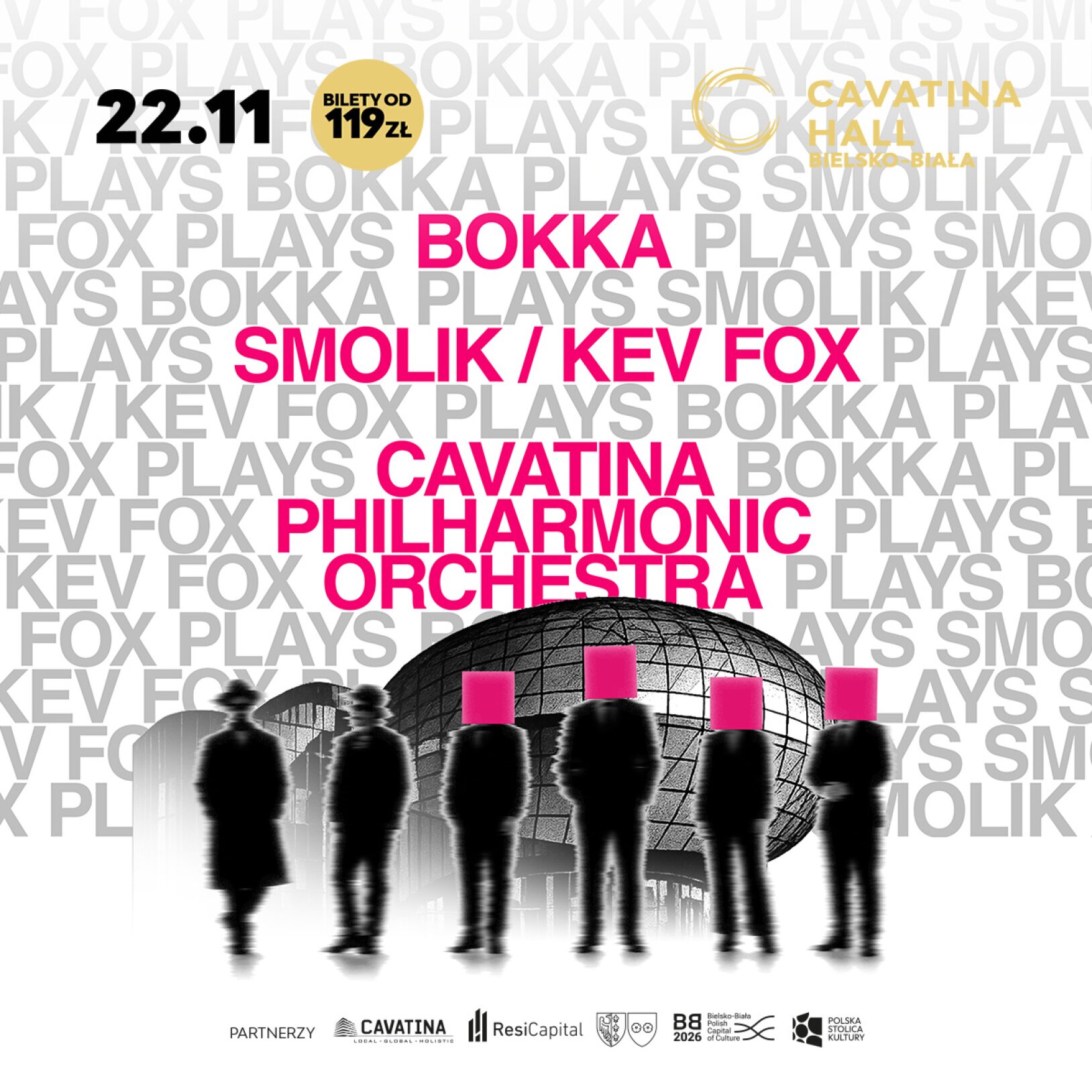 czarne sylwetki 6 osób na tle wyrazów