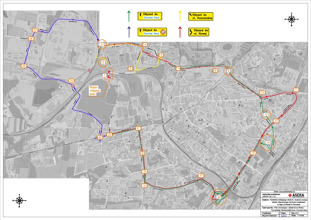 mapa objazdów podczas zamknięcia wiaduktu
