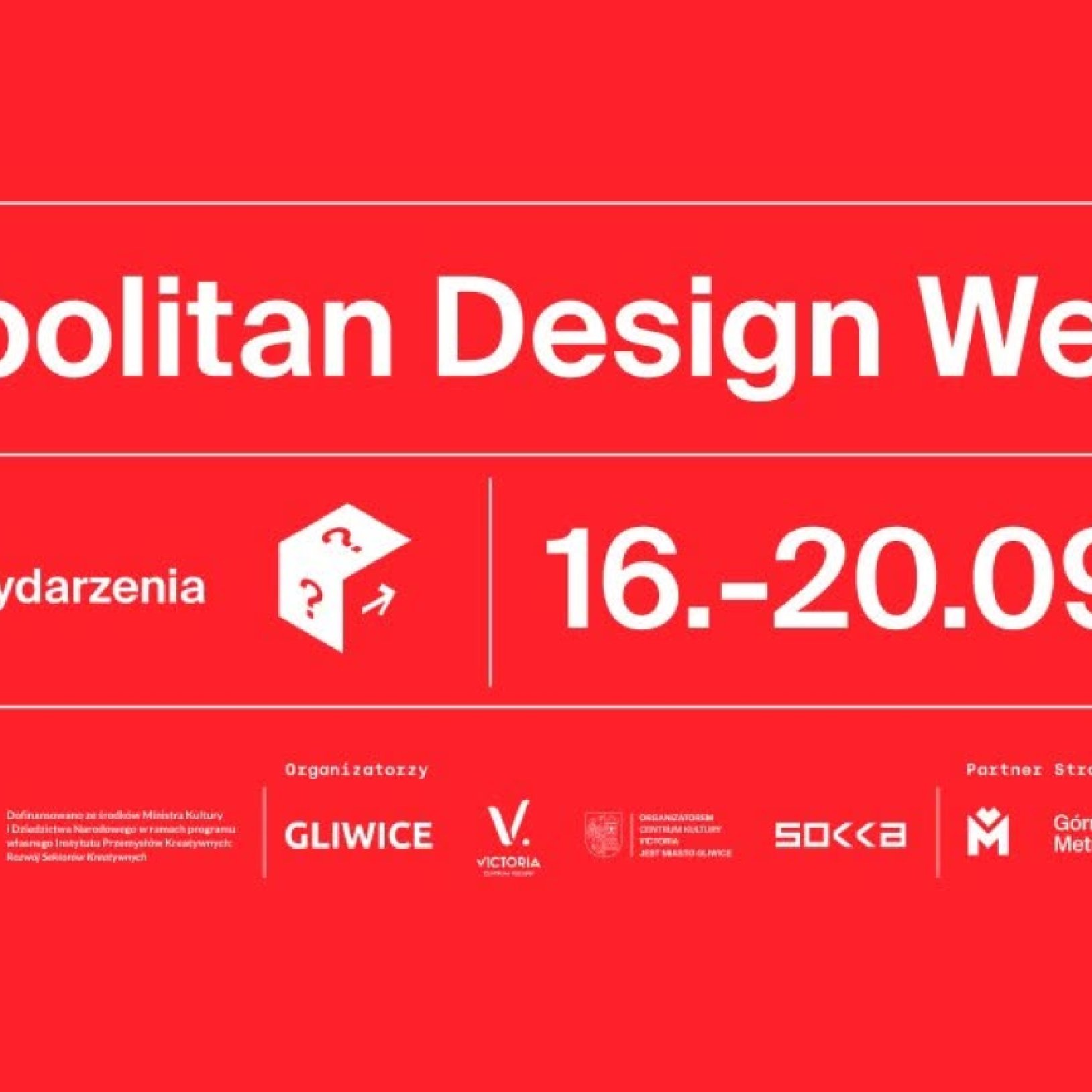 biały napis Design week na czerwonym tle