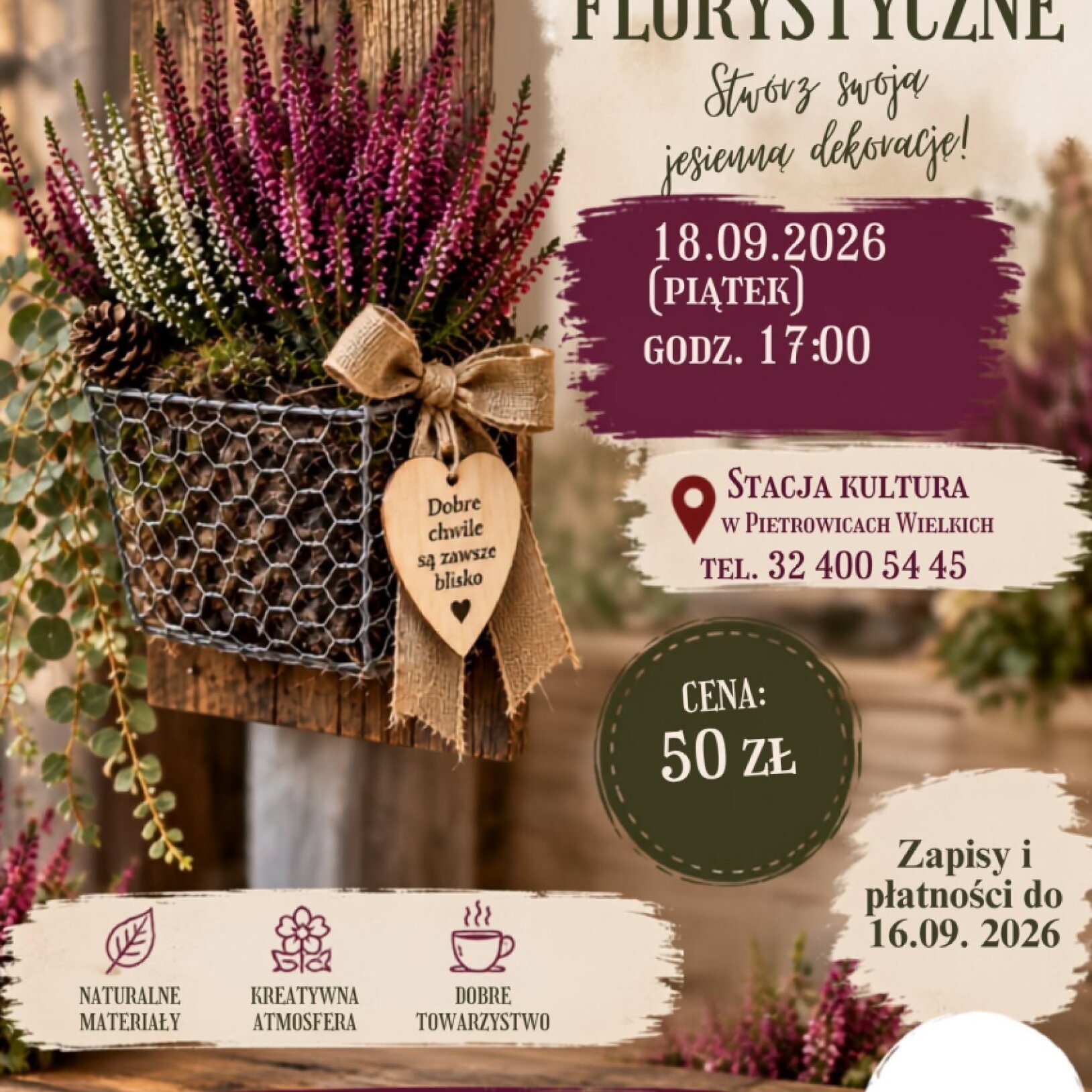 plakat warsztatów florystycznych
