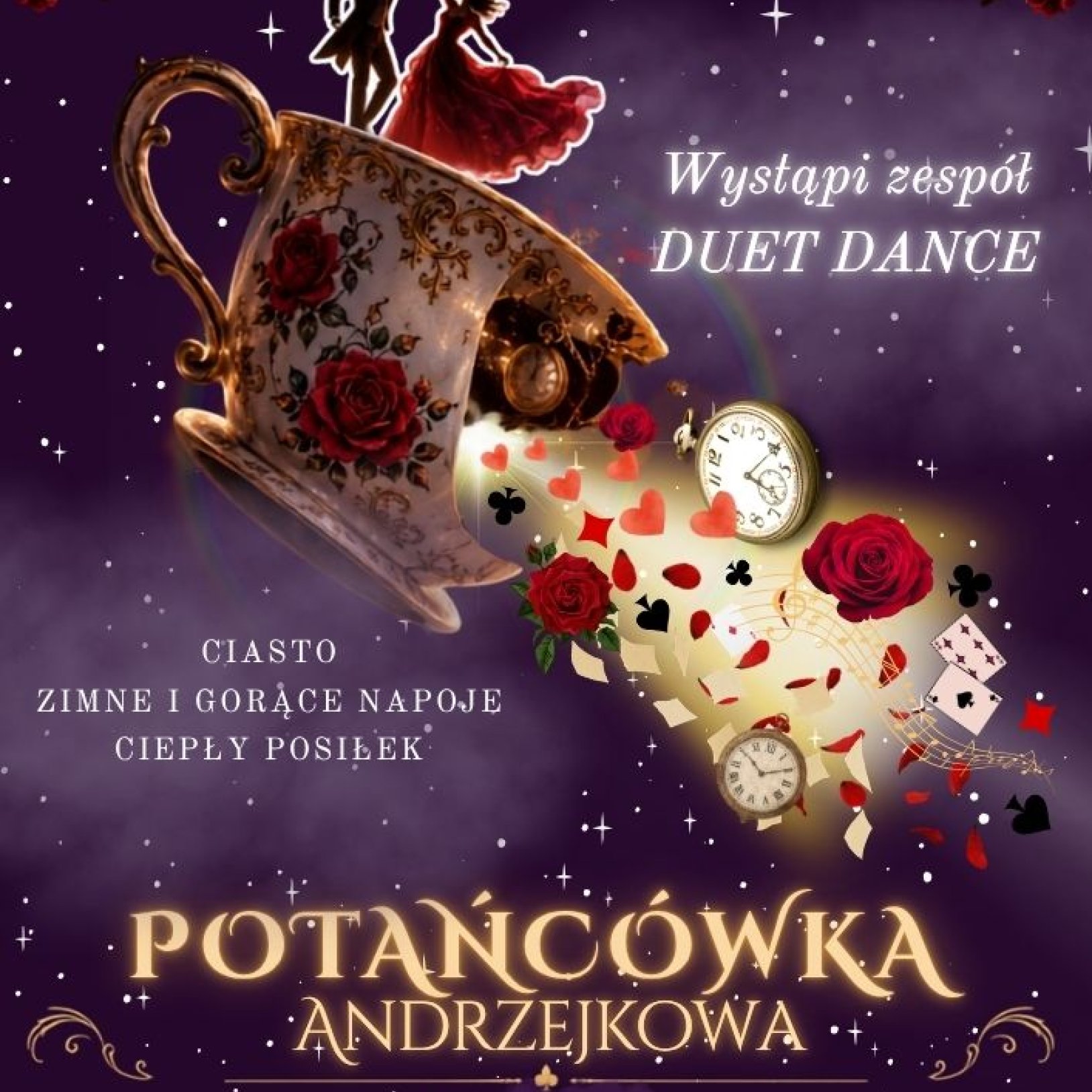 plakat potańcówki andrzejkowej