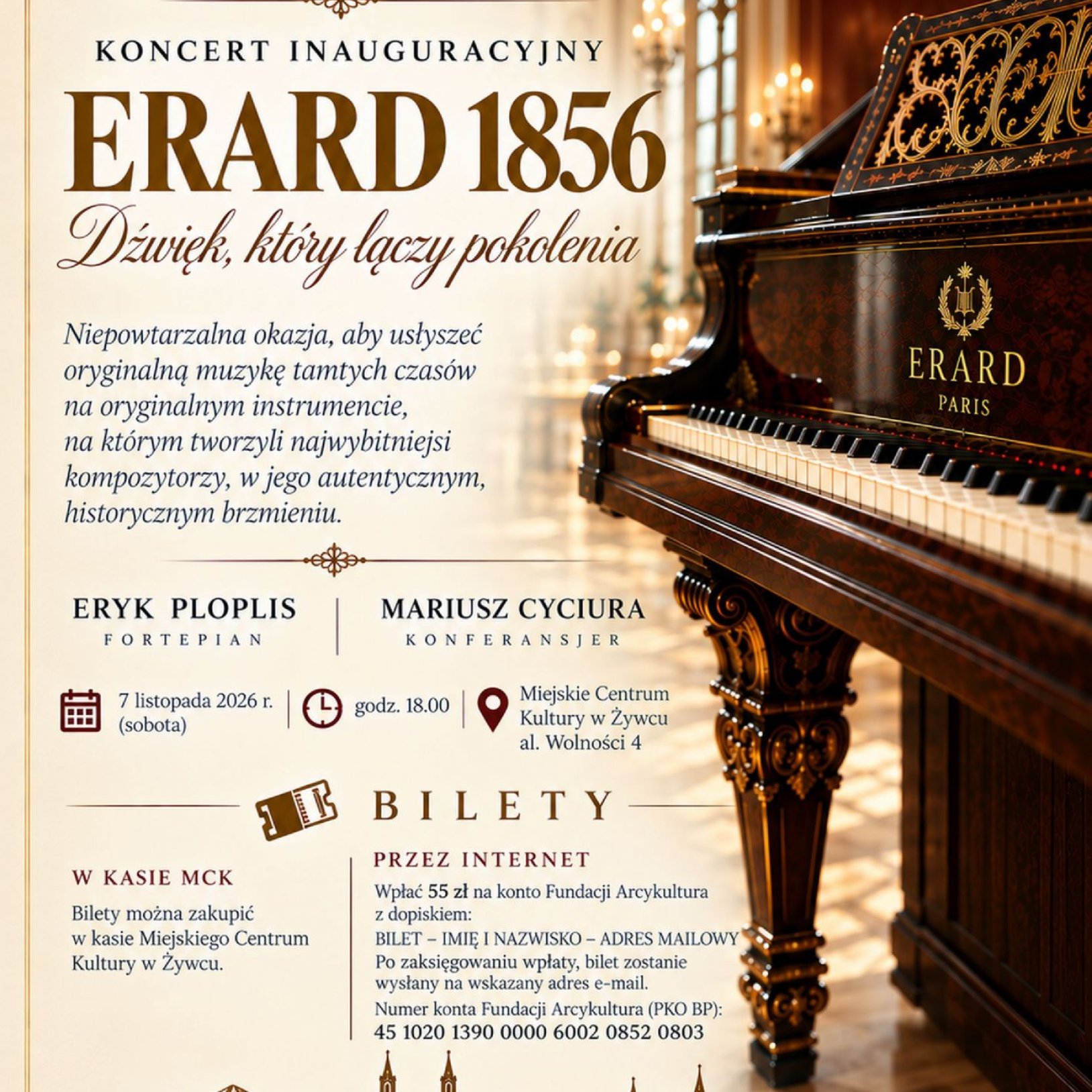 Zapraszamy na koncert inauguracyjny ERARD 1856 – Dźwięk, który łączy pokolenia