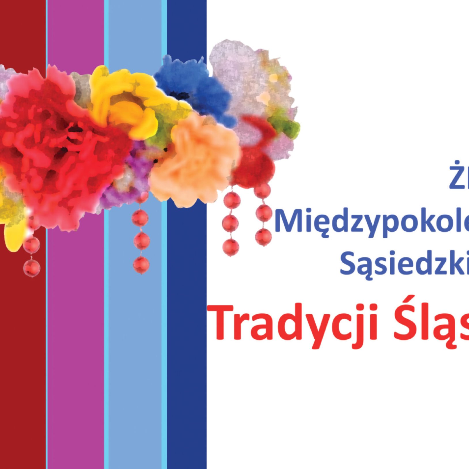 Kolorowe paski na tle plakatu przedstawiającego wydarzenie