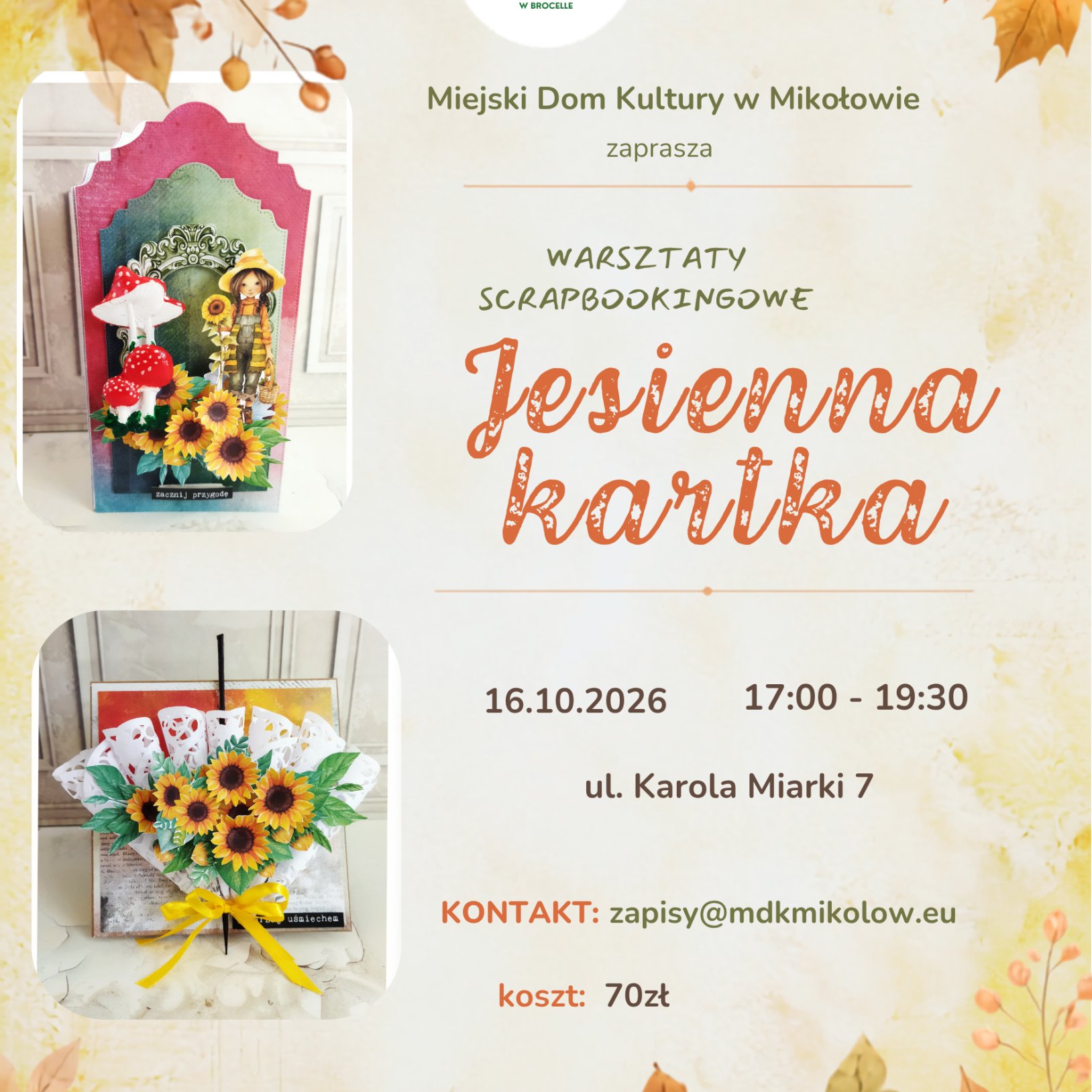 Warsztaty scrapbookingowe - jesienna kartka