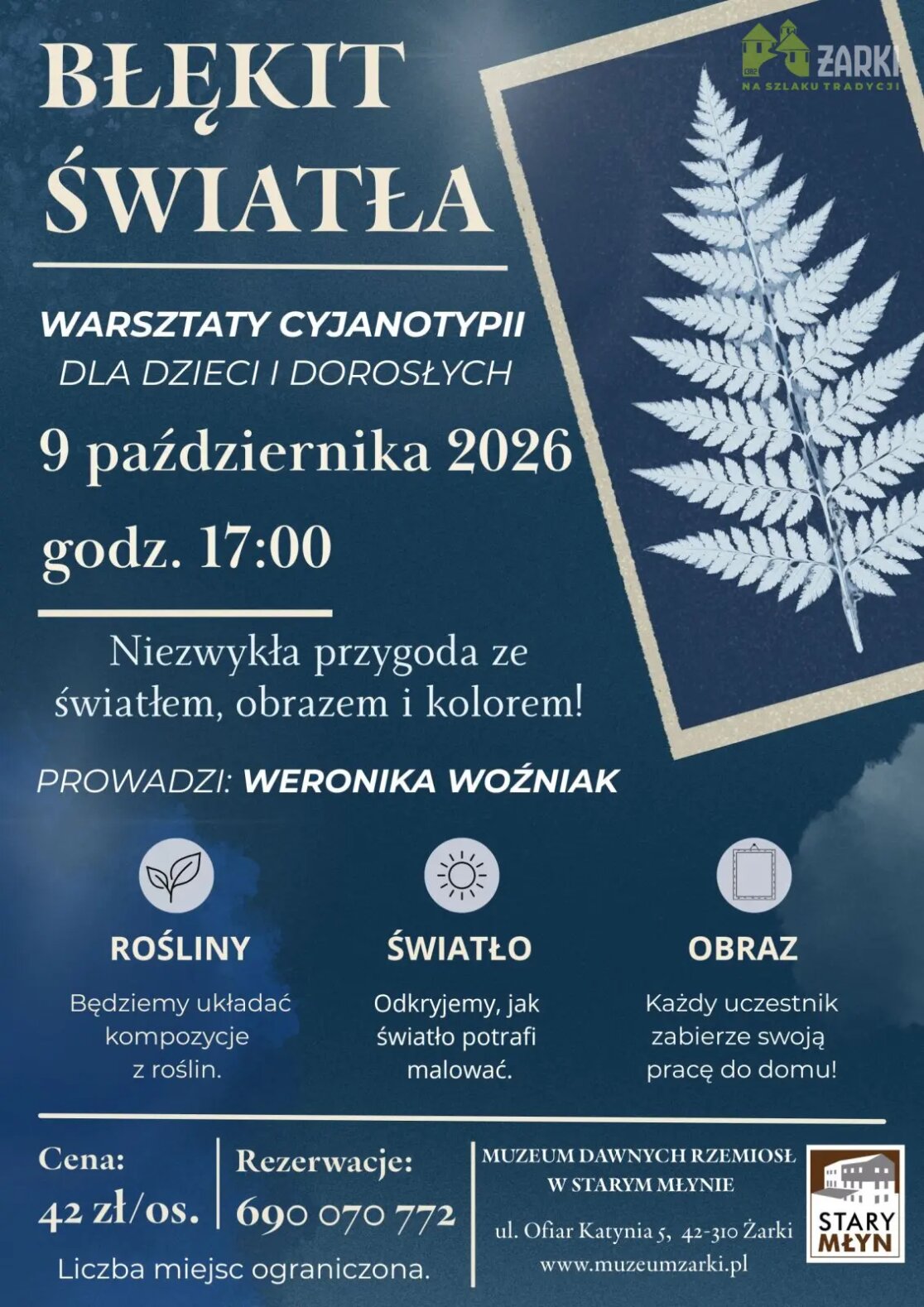 Błękit światła - warsztaty cyjanotypii w Starym Młynie - 9 października 2026r.