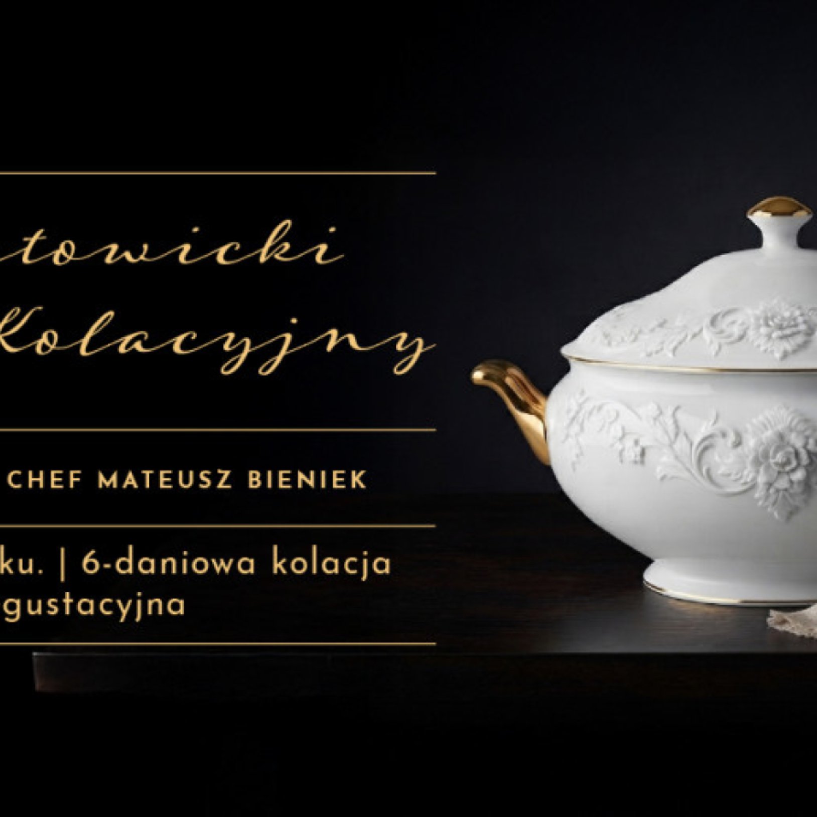 Waza na czarnym tle, przedstawiającym wydarzenie