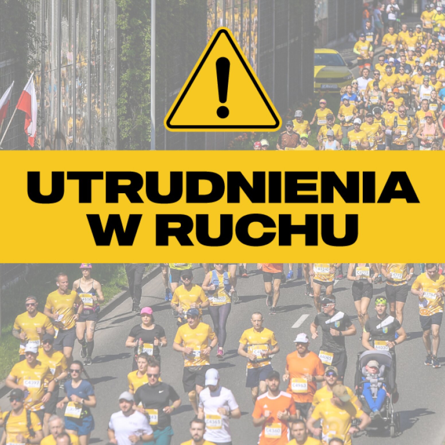 Grafika informująca o utrudnieniach podczas Silesia Marathon 2026